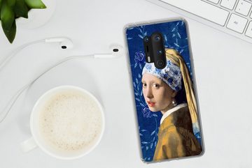 MuchoWow Handyhülle Mädchen mit Perlenohrring - Delfter Porzellan - Vermeer - Blumen -, Phone Case, Handyhülle OnePlus 8 Pro, Silikon, Schutzhülle