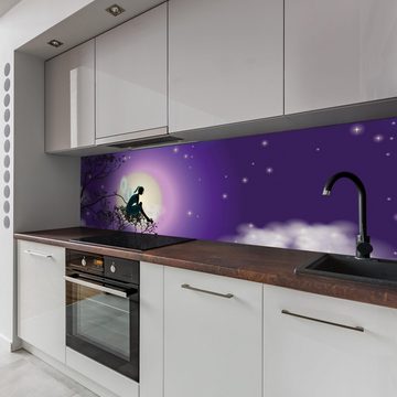 wandmotiv24 Küchenrückwand Elfenmond Fantasy, (1-tlg), Premium Hartschaum Nischenrückwand in versch. Größen