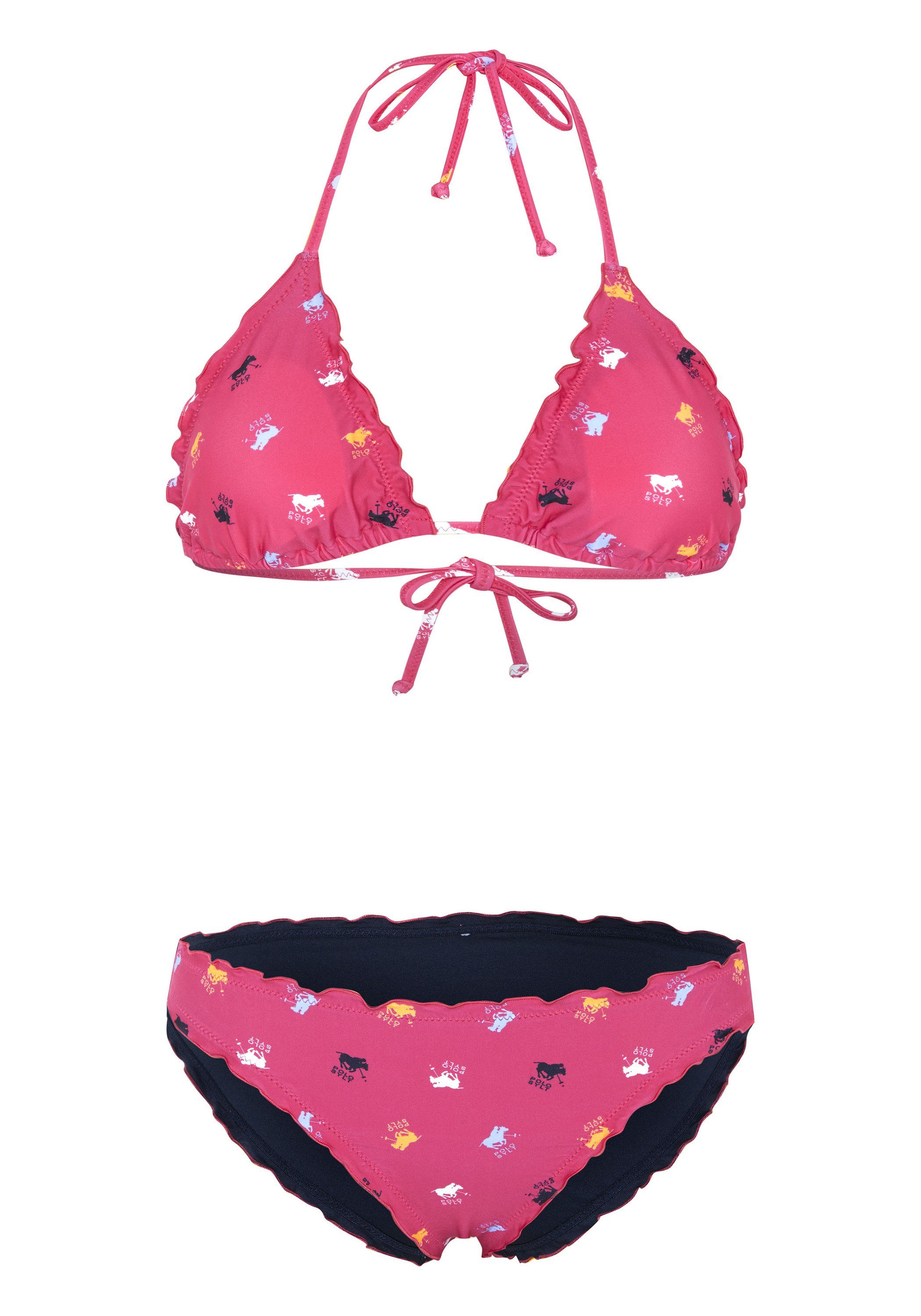 Polo Sylt Triangel-Bikini mit Allovermuster (Set) 2921 Pink/Orange