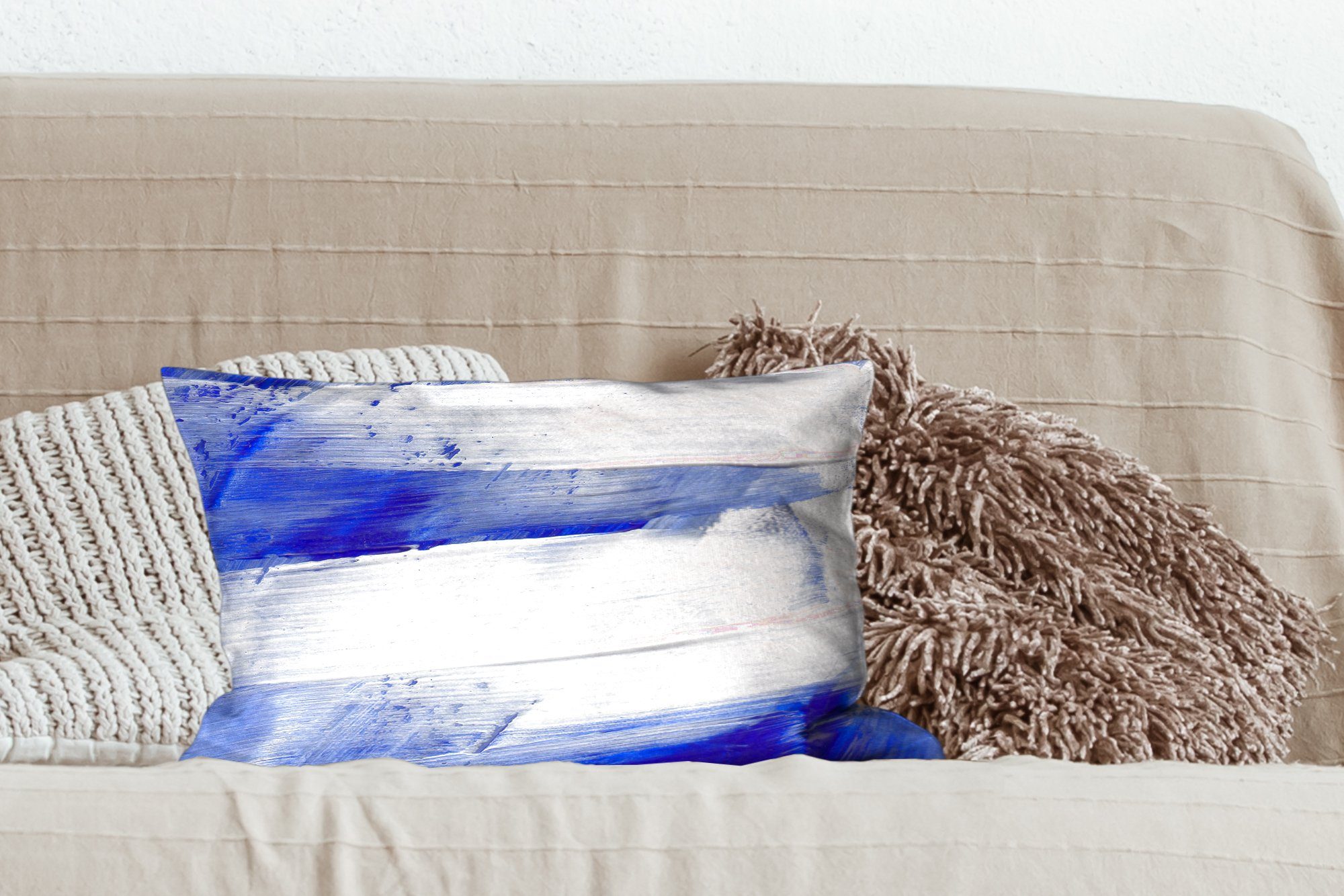 Wohzimmer Zierkissen, Farbe Dekokissen Dekokissen - Füllung, Dekoration, Design Blau, mit - Schlafzimmer MuchoWow