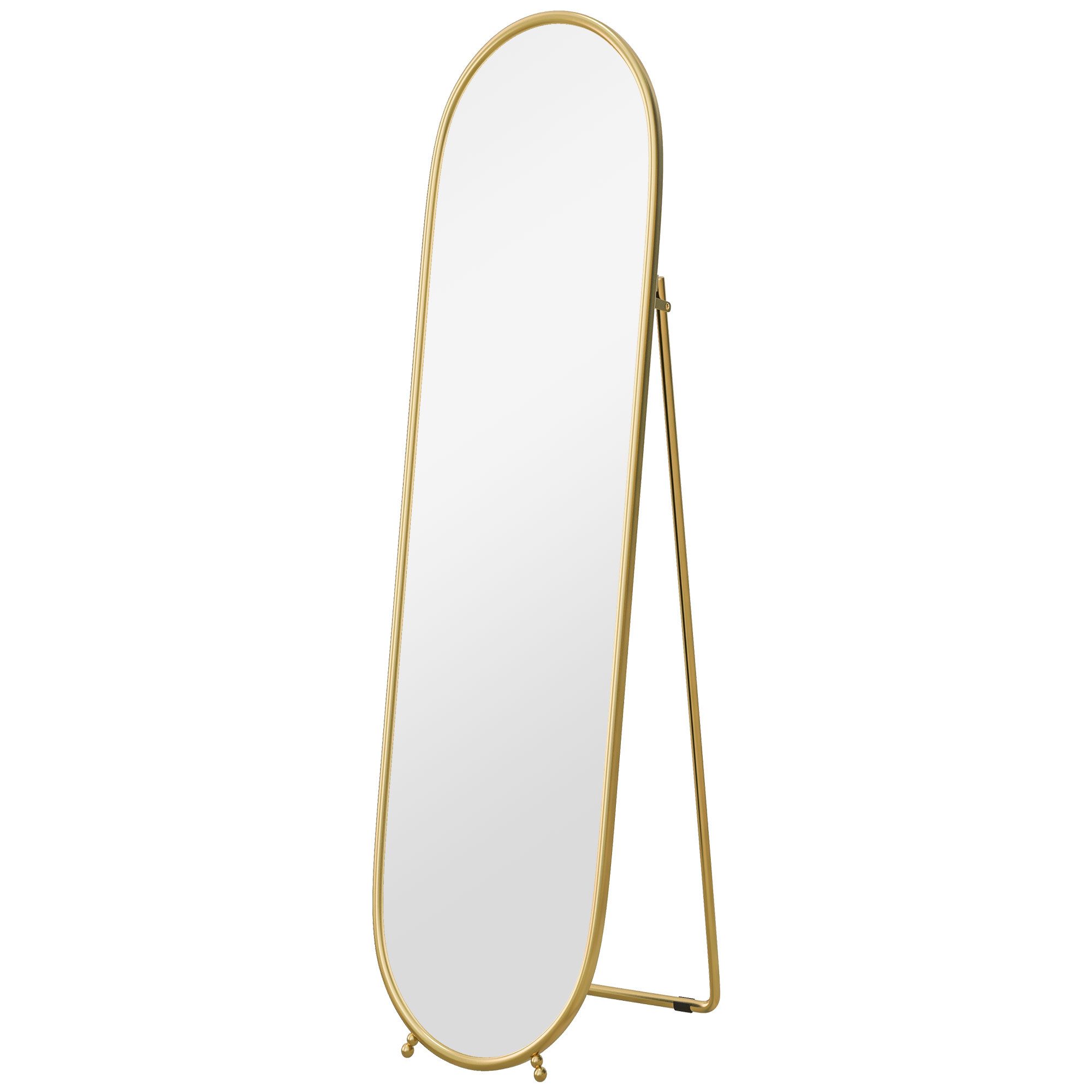 MC Star Standspiegel Ganzkörperspiegel, 160 x 40 cm Wandspiegel mit Ständer, Metallrahmen (Oval Standspiegel für Wohnzimmer, Schlafzimmer, Gold)