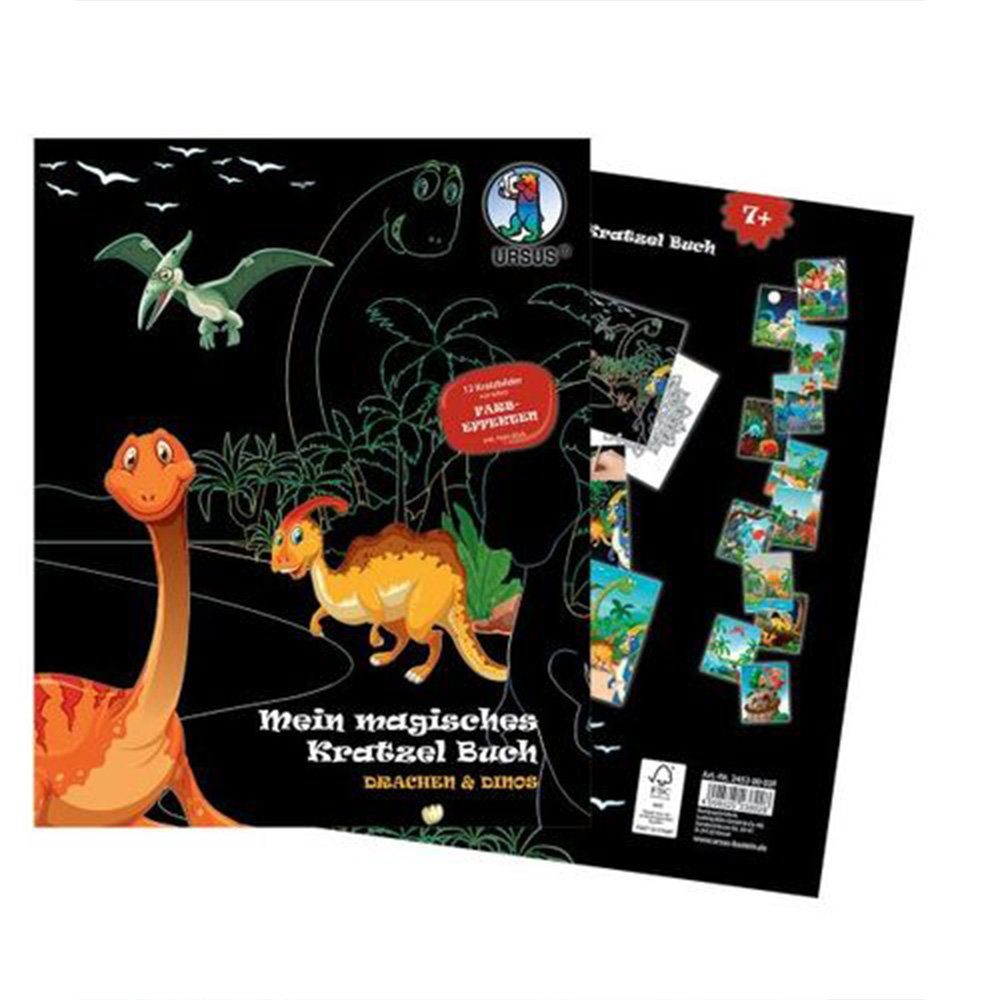 URSUS Zeichenpapier URSUS Mein magisches Kratzel Buch Drachen und Dinos