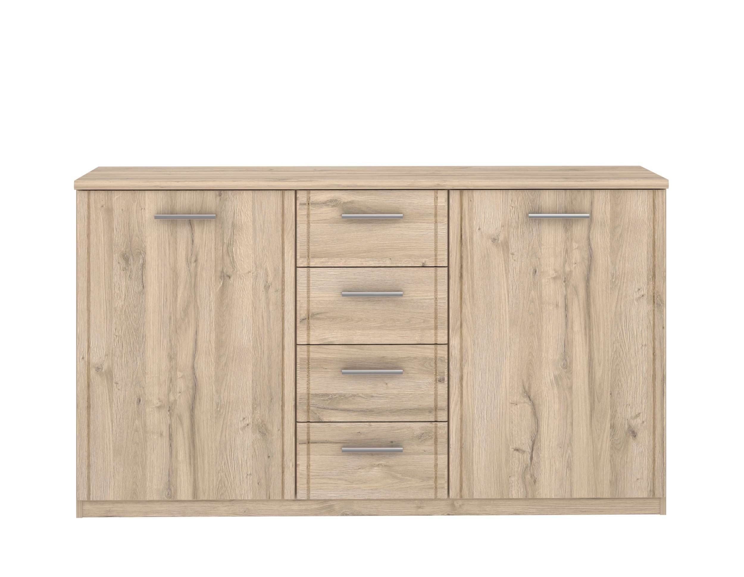 99rooms Kommode Goria (Sideboard, Schubladenkommode), 2-türig, mit 4 Schubladen, stehend, aus Holzwerkstoff