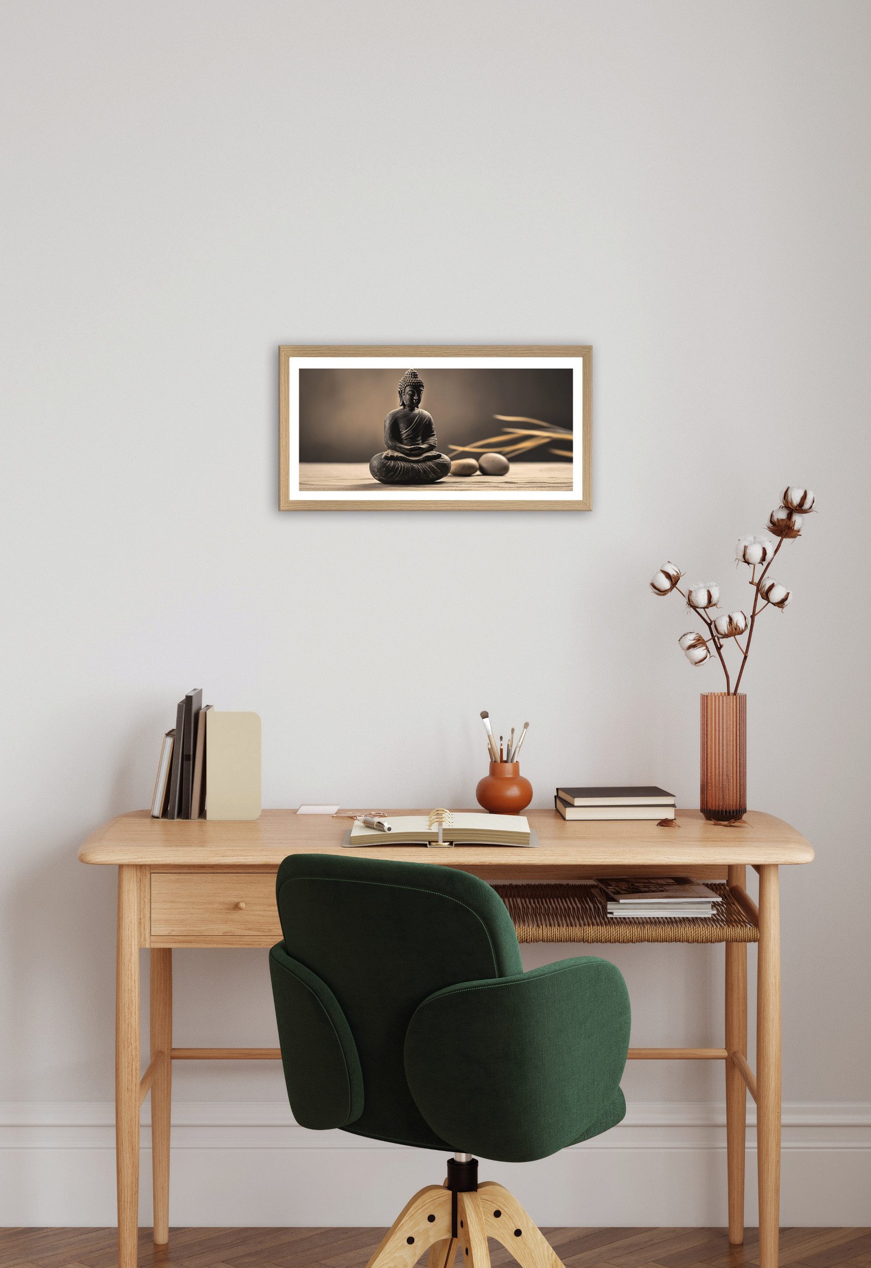 Bönninghoff Bild mit Rahmen, Buddha, Buddhafigur, Buddhismus, Spirituelle Bilder, Zen, Zen Bilder (1 St)