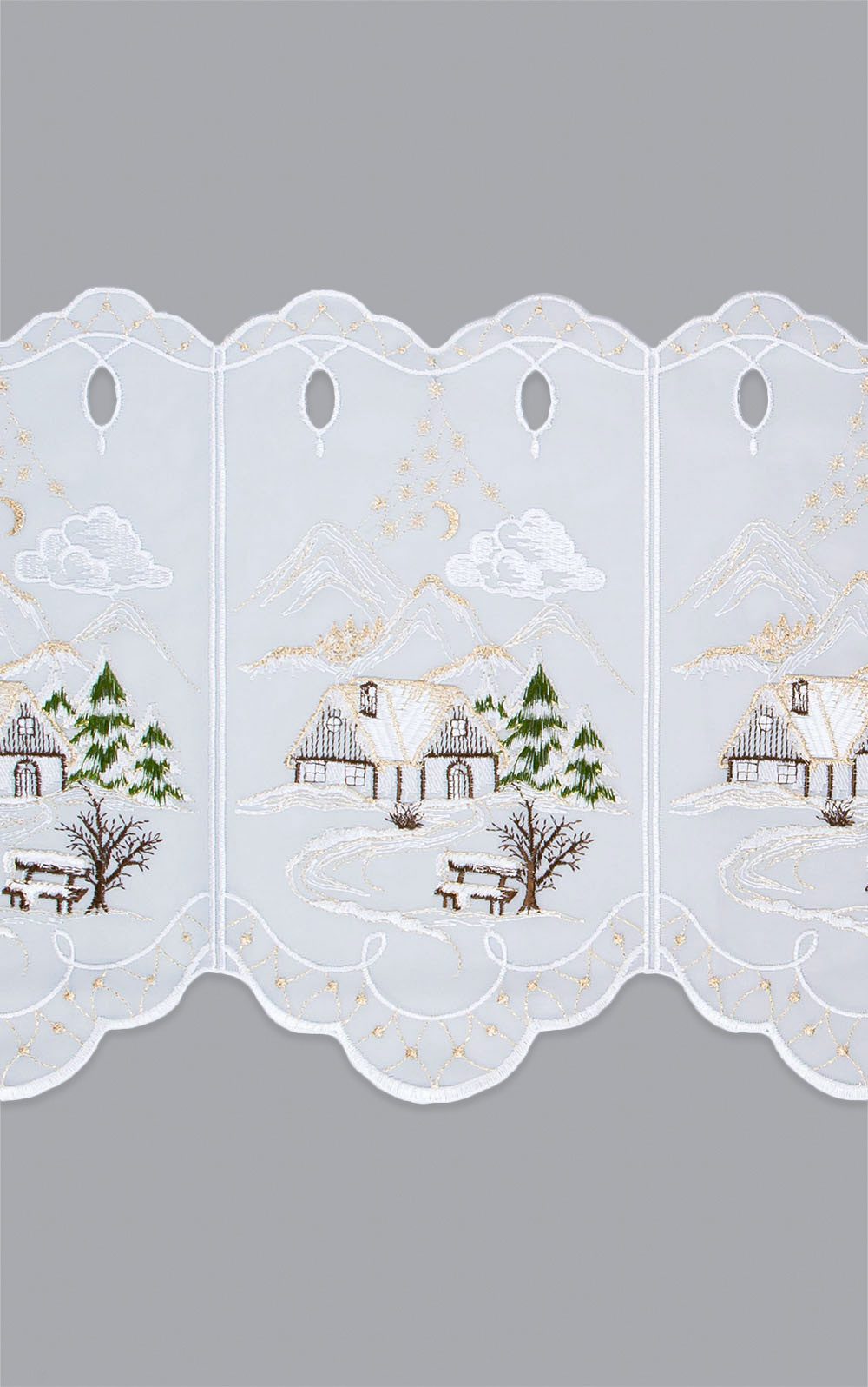 Plauener Spitze® Scheibengardine Haus (1 St), halbtransparent, HxB 30x48.6cm