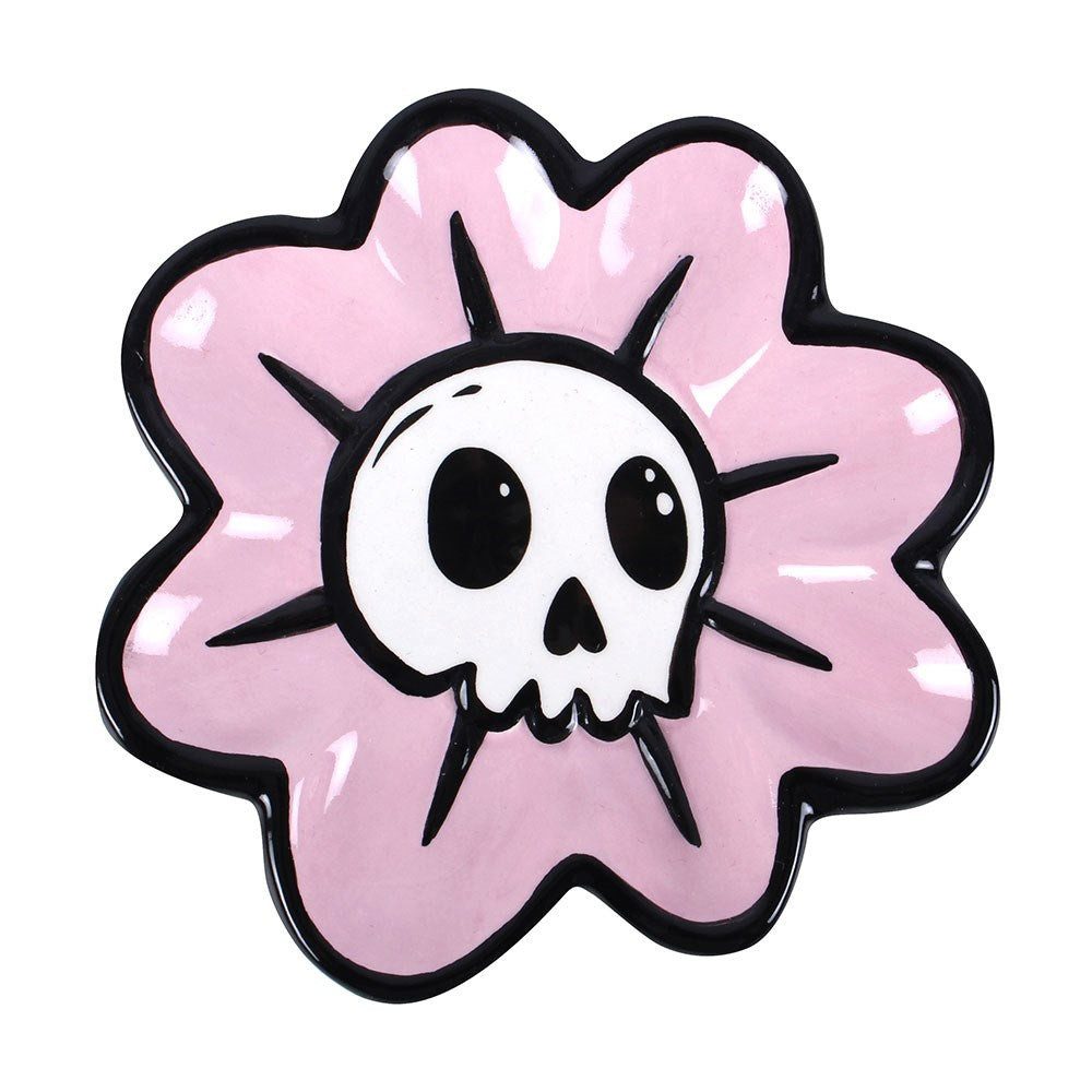 Something Different Dekoschale Gothic Anime Keramik Schmuckschale Blume mit Totenkopf Pink