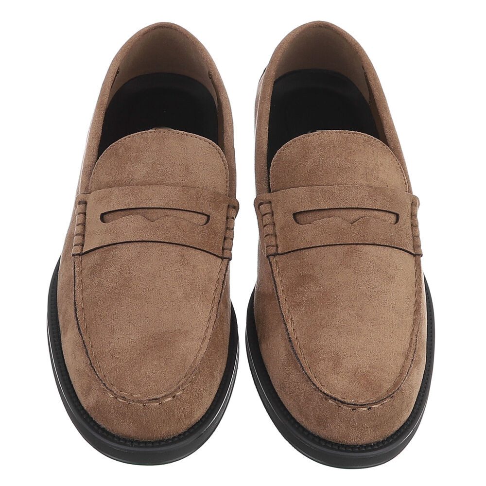 Coolwalk Herren Loafer Pennyloafer Slip-On elegant Freizeit Slipper (91917766) Blockabsatz Slipper in Hellbraun – Bild 4 von 5