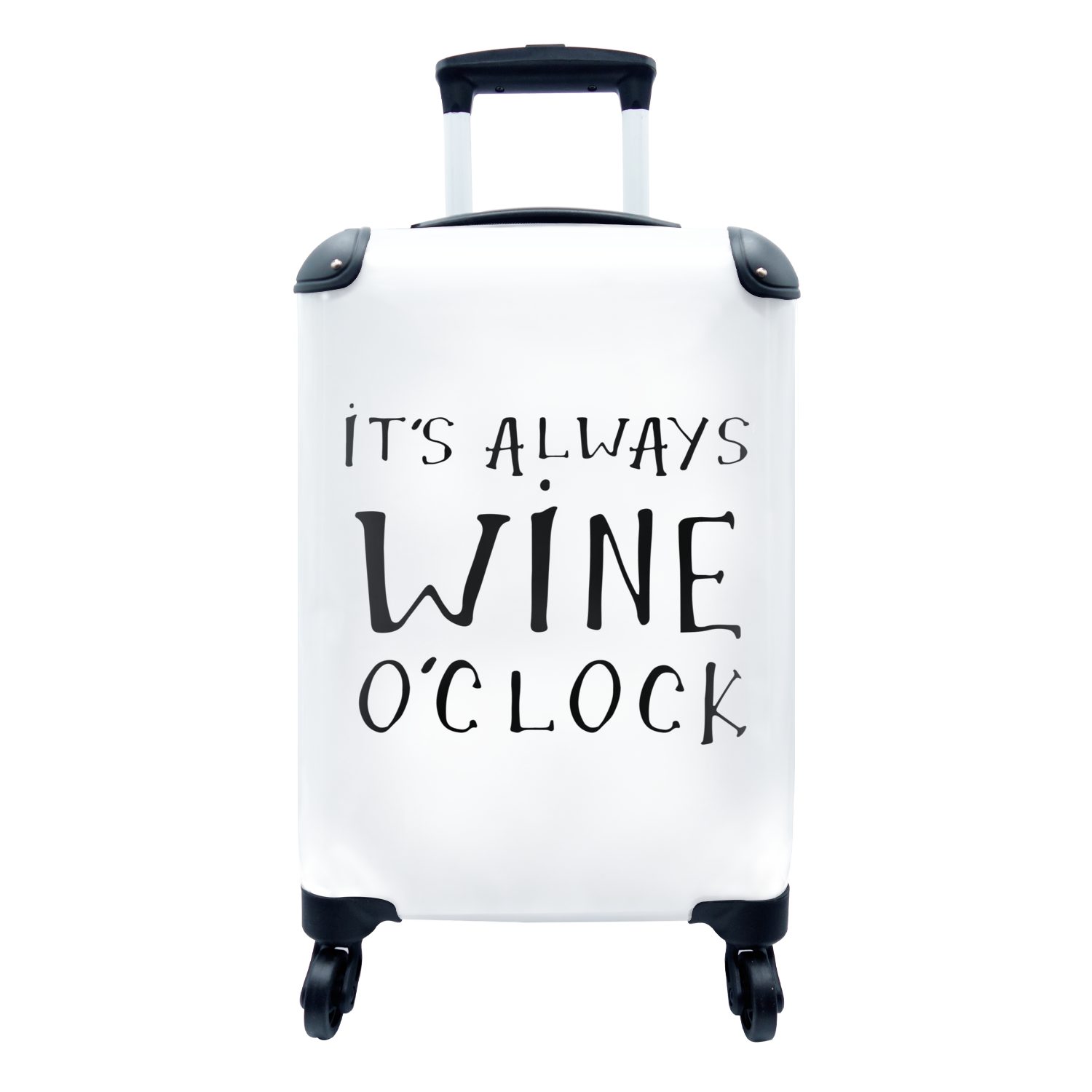 MuchoWow Handgepäckkoffer Zitat Wein "Es ist immer Weinzeit", 4 Rollen, Reisetasche mit rollen, Handgepäck für Ferien, Trolley, Reisekoffer