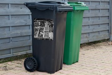 MuchoWow Wandsticker Dänemark - Schwarz - Weiß - Gemüse (1 St), Mülleimer-aufkleber, Mülltonne, Sticker, Container, Abfalbehälter
