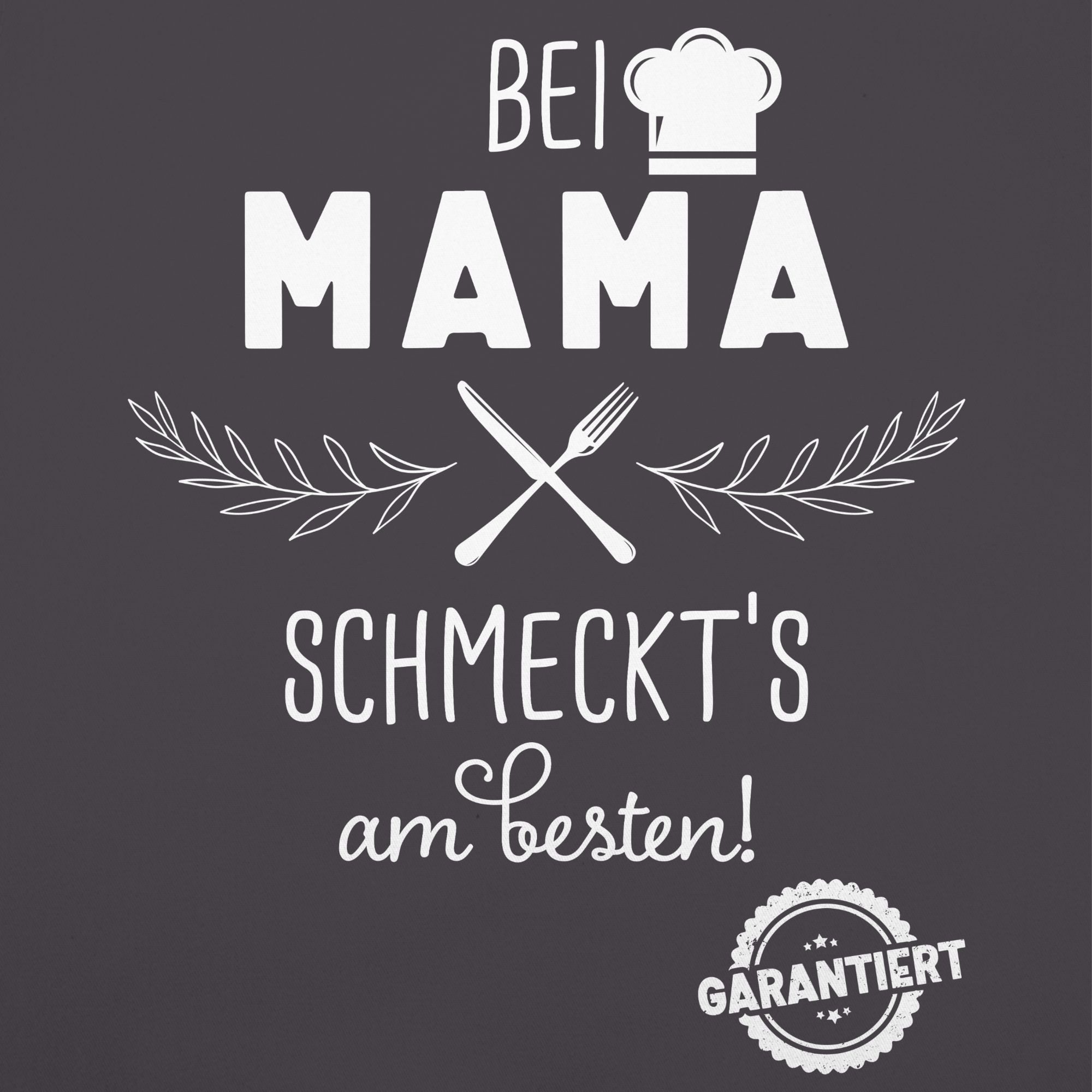 Shirtracer Kochschürze Küchenschürze bei Mama schmeckts günstig online kaufen
