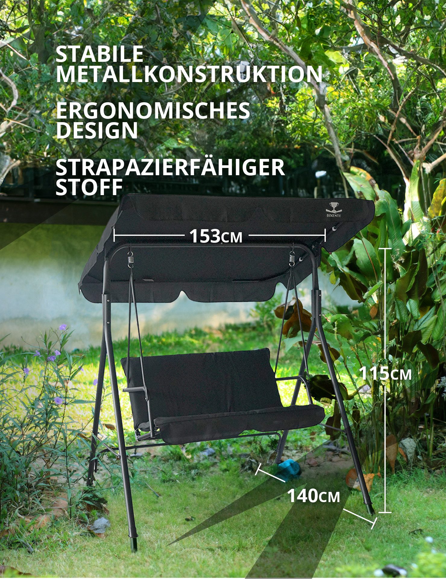 BIXENTE Hollywoodschaukel 2-Sitzer Garten