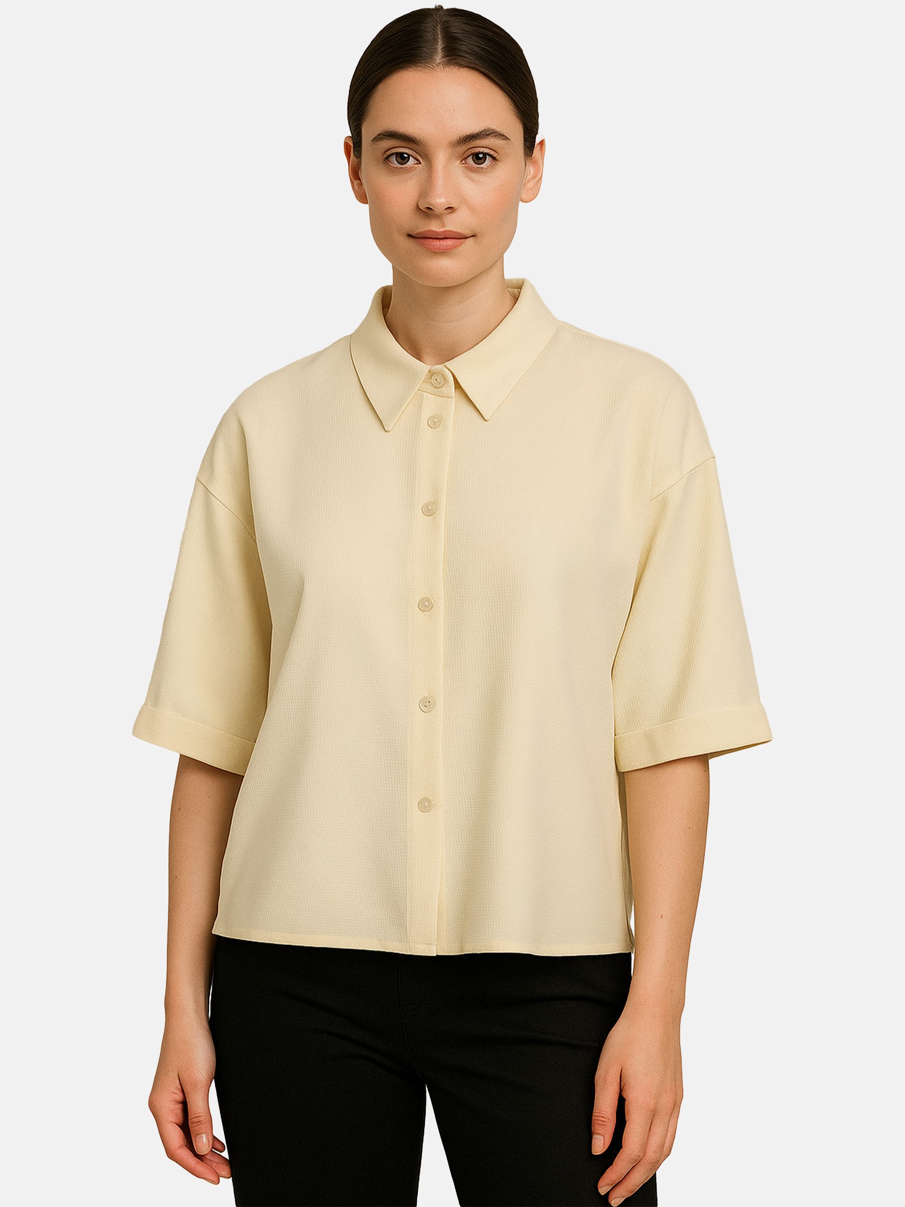 Noisy may Blusenshirt Elfenbeinfarbenes Kurzarm-Oberteil mit günstig online kaufen