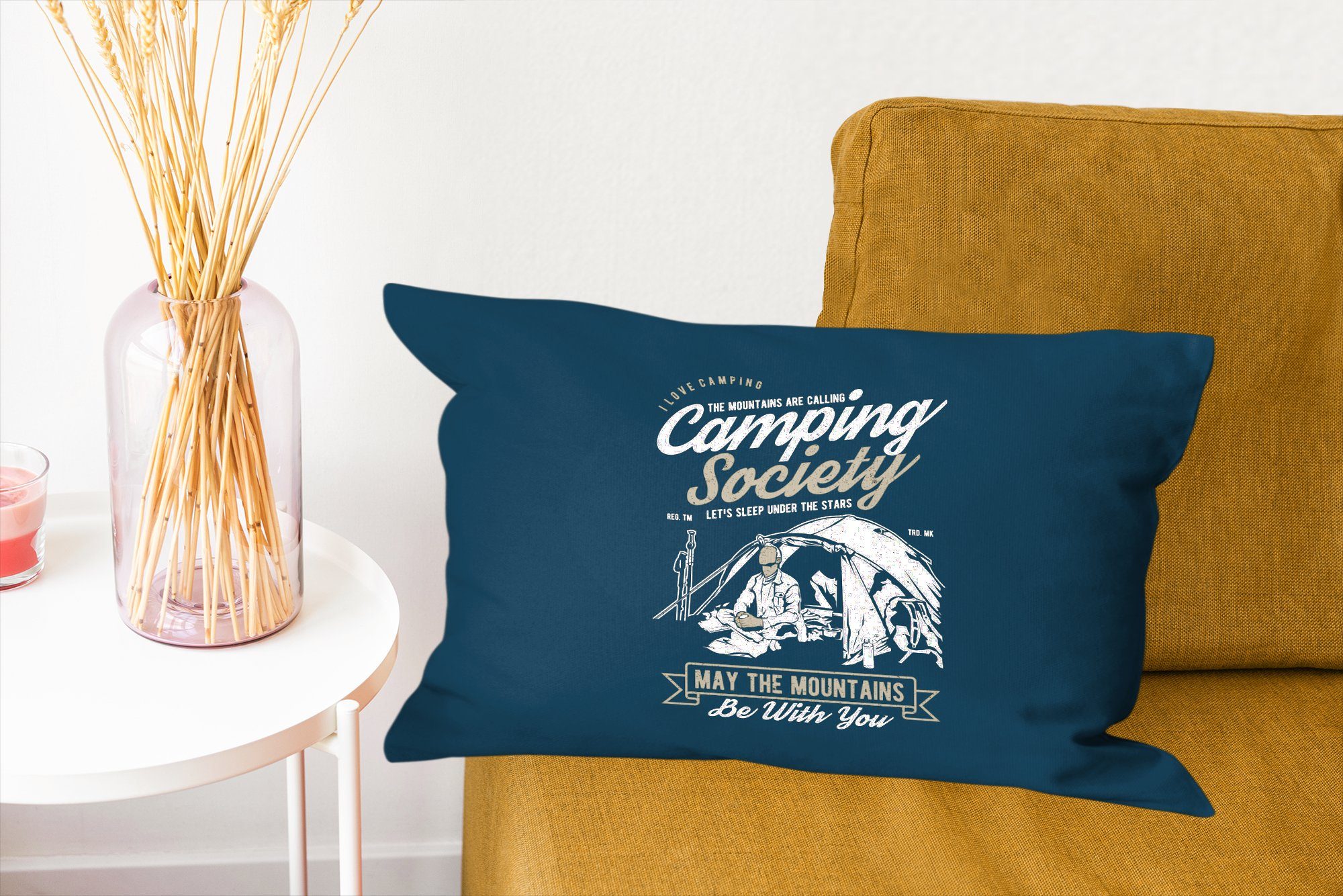 Wohzimmer Füllung, Zelt Vintage, Dekokissen - mit - MuchoWow Schlafzimmer Dekokissen Camping Dekoration, Zierkissen,