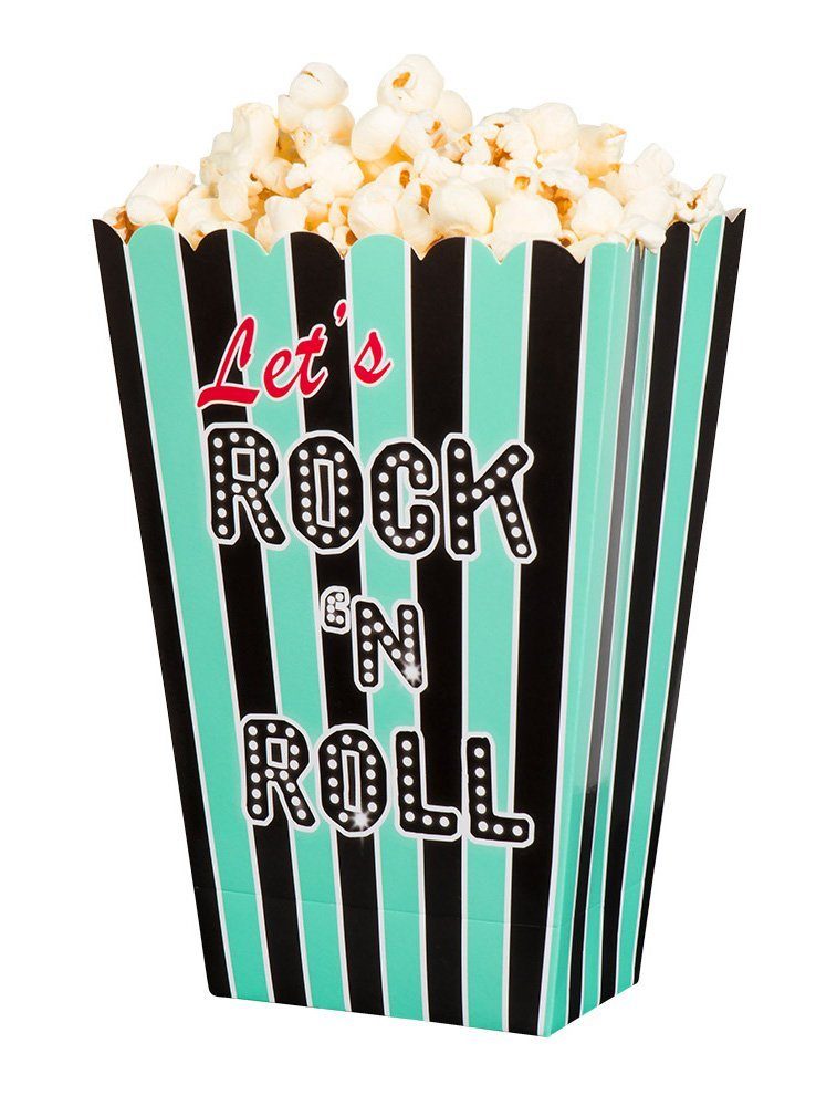 Boland Einweggeschirr-Set 4 Rock'n'Roll Popcorntüten, Pappe, Wie damals im Diner: Partydeko für die 50er Jahre Mottoparty!