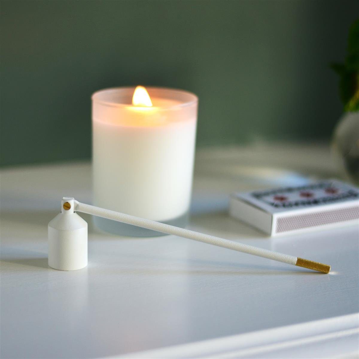 weiß gold Nordic Nordic WHITE Kerzenständer Flame 20cm Kerzenlöscher Flame