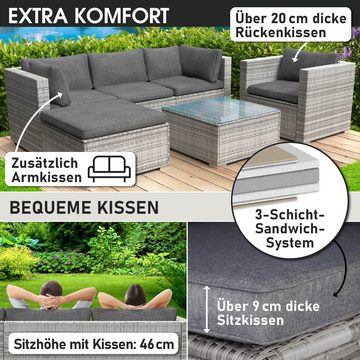 BRAST Gartenlounge-Set Joy für 5 Personen inkl. extra Dicke Kissen, TÜV geprüft Outdoor Loungemöbel Sitzgruppe Essgruppe Garnitur