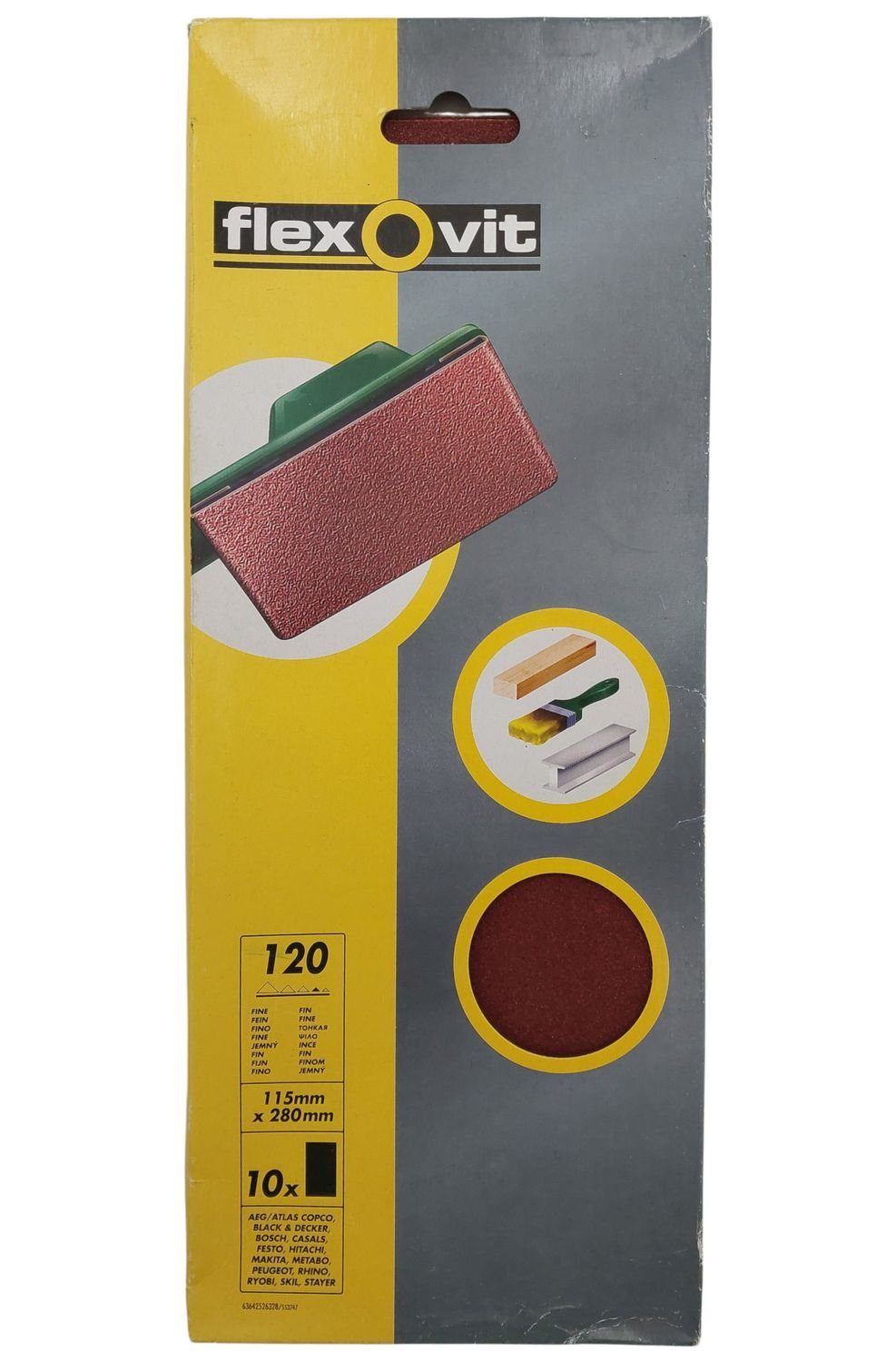 flexovit Schleifpapier 10 STK Schleifpapier für Schwingschleifer Körnung 120 115mm x 280mm se, (10 St)