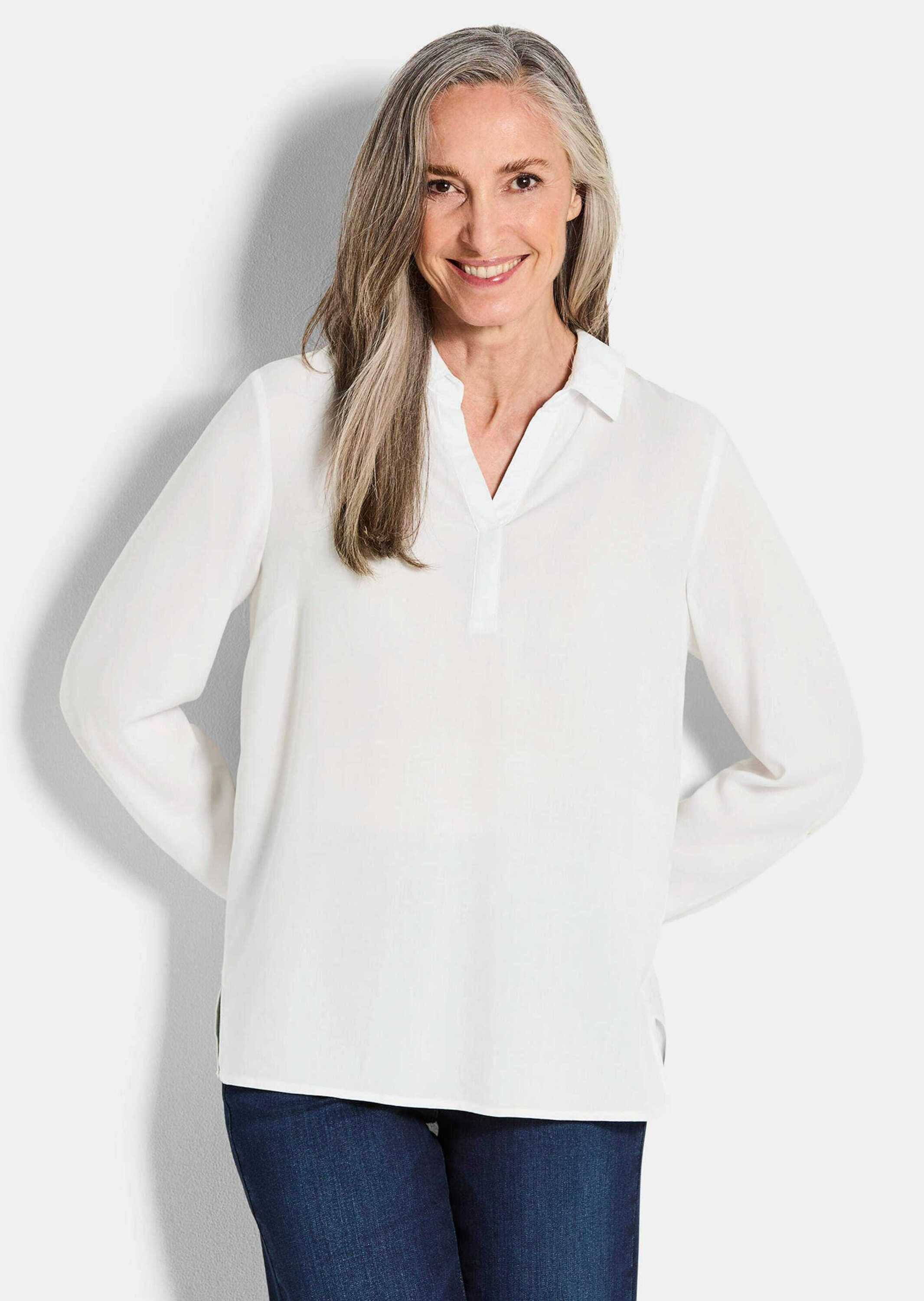 GOLDNER Klassische Bluse Zeitlose Viskosebluse mit Hemdkragen Fließende Hem günstig online kaufen