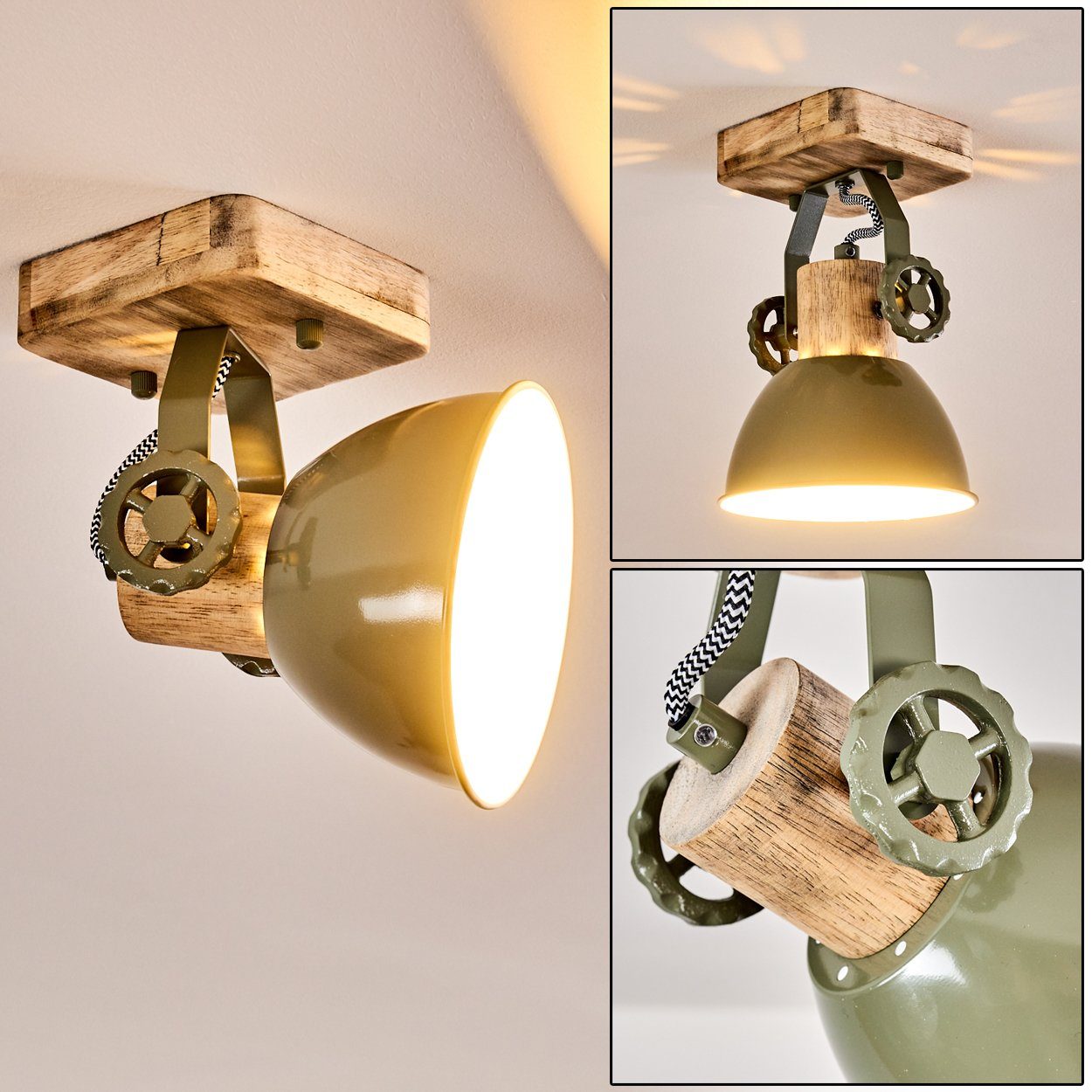hofstein Deckenleuchte »Cotes« verstellbare Wandlampe aus Metall/Holz in Gr günstig online kaufen