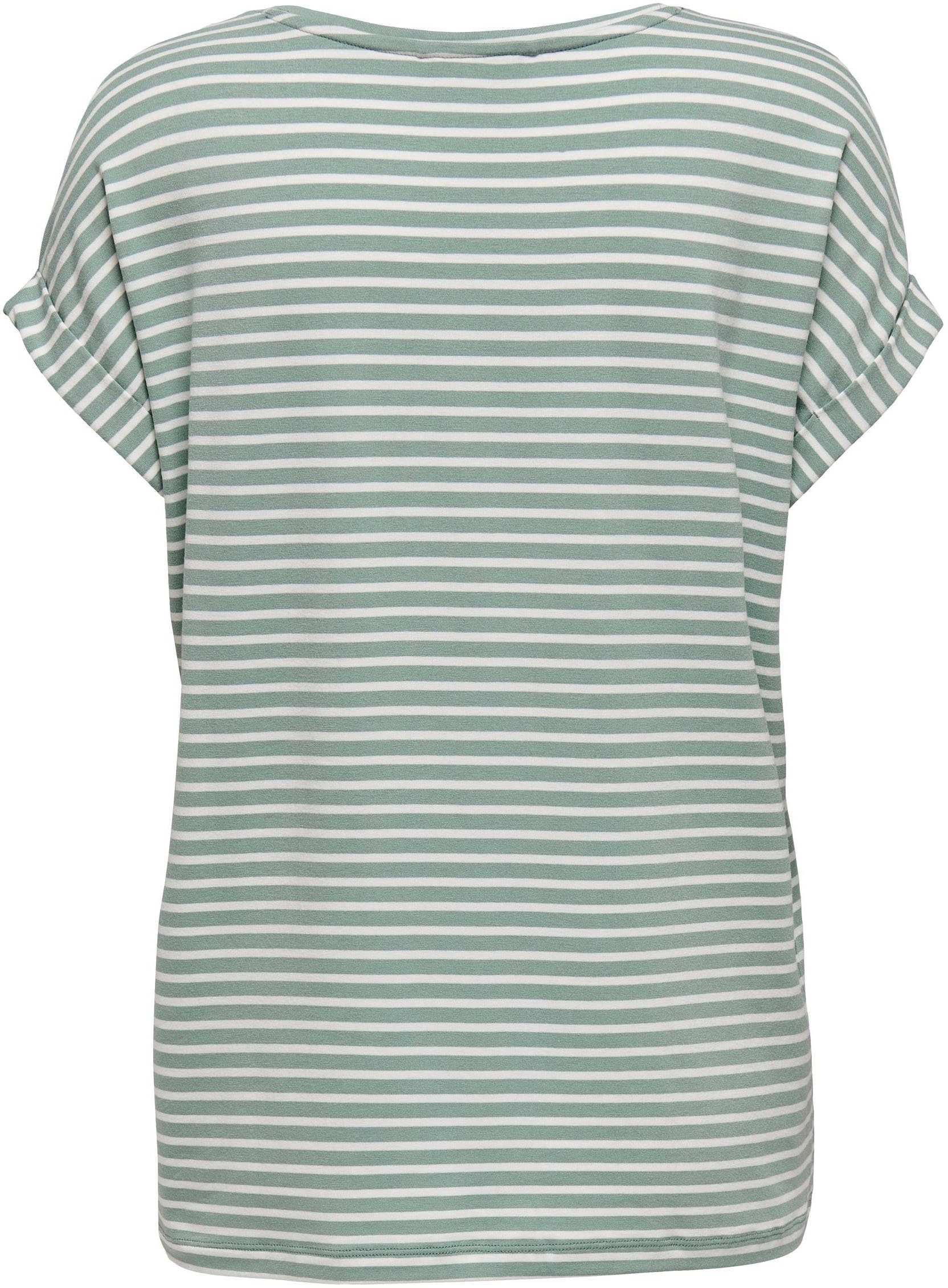 ONLY T-Shirt ONLMOSTER mit Aufschlag stripes am jadeite Arm w