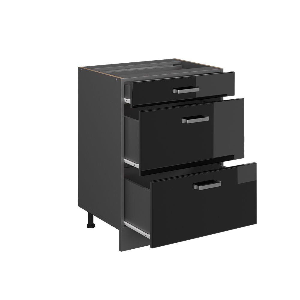 Vicco Unterschrank R-Line Schwarz Hochglanz/Anthrazit 60cm ohne Arbeitsplatte (1-St) – Bild 4 von 5