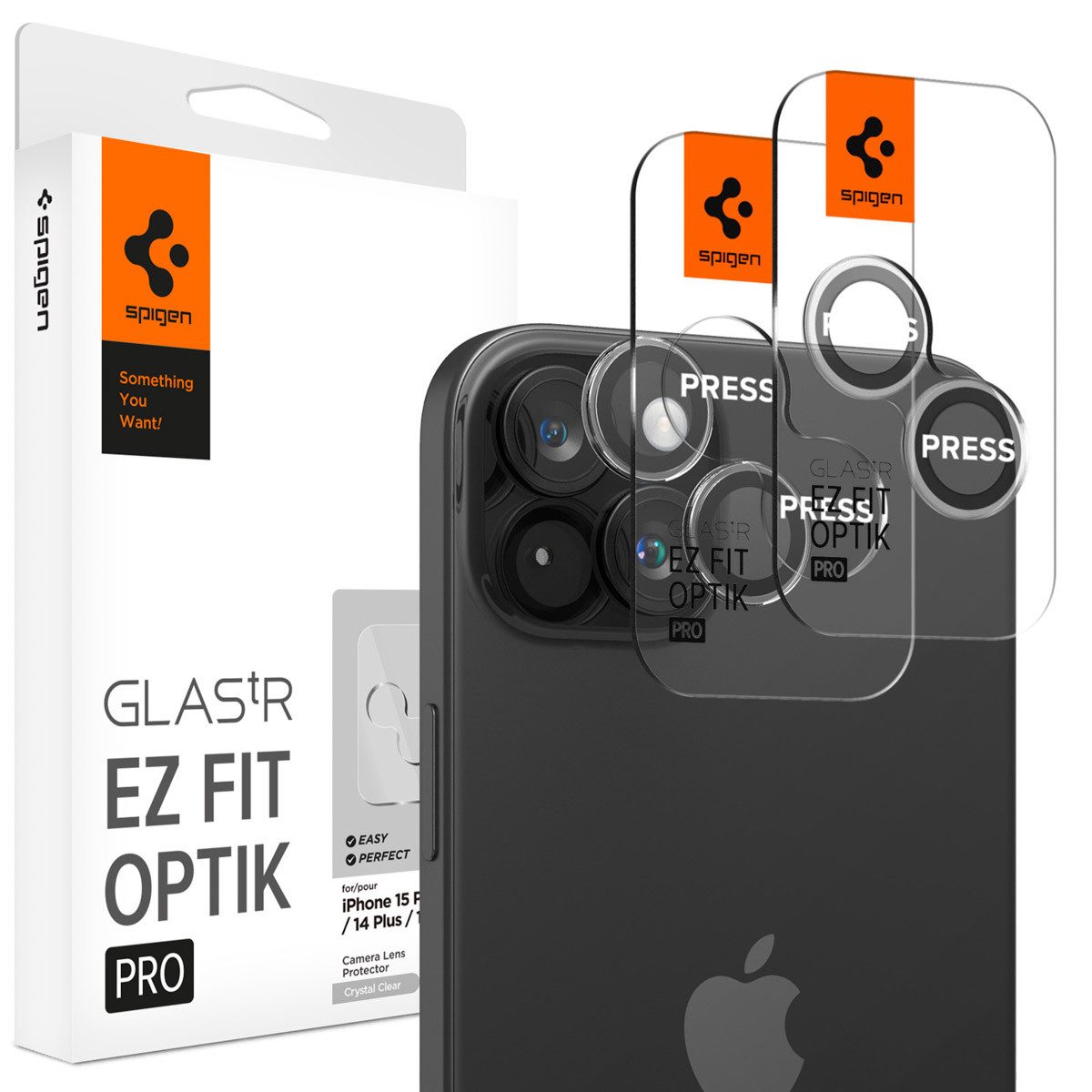 Spigen Displayschutzglas Spigen Optik Pro EZ Fit Lens Protector 2er-Pack Apple iPhone 15 / 15 P, 2 Stück