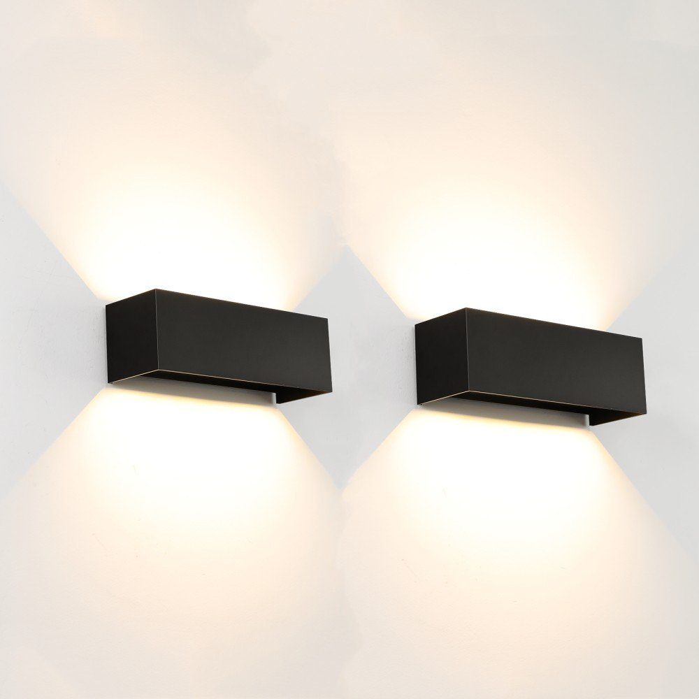 LETGOSPT Wandleuchte LED Wandlampe Innen/Außen Aluminium Wandleuchte Auf & ab Einstellbarer, LED fest integriert, warmweiß, 12W Quader LED Außenwandleuchte,IP65 Wasserdichte,für Hallen, Hotel