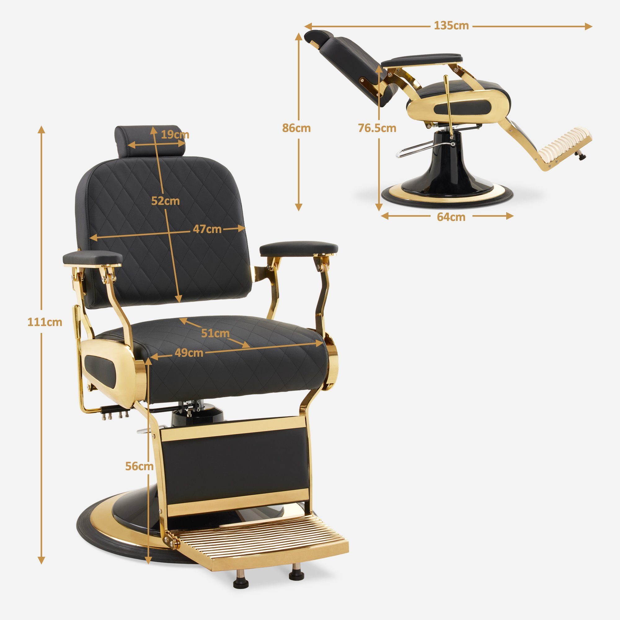 Barberpub Stuhl Barberpub Friseurstuhl mit Kopfstütze 3855, Höhenverstellbar