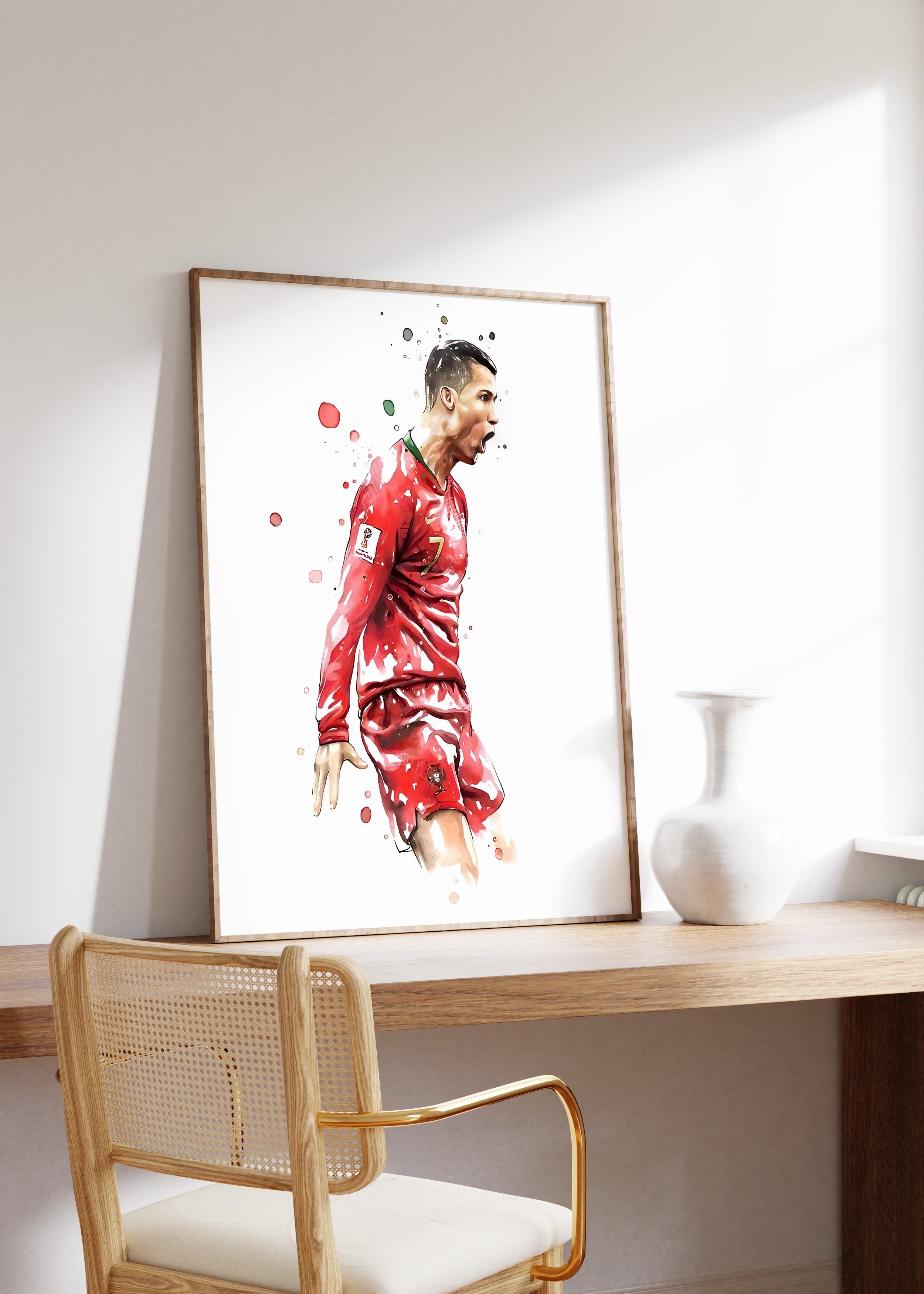 JUSTGOODMOOD Poster Premium ® Christiano Ronaldo Poster · Wasserfarben · ohne Rahmen – Bild 5 von 5