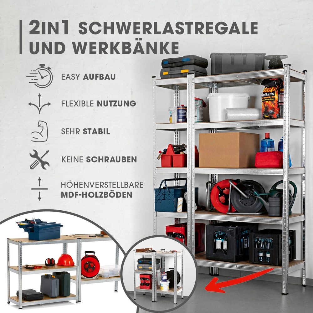 EASYmaxx Schwerlastregal Schwerlastregal & Werkbank 2er-Set, günstig online kaufen