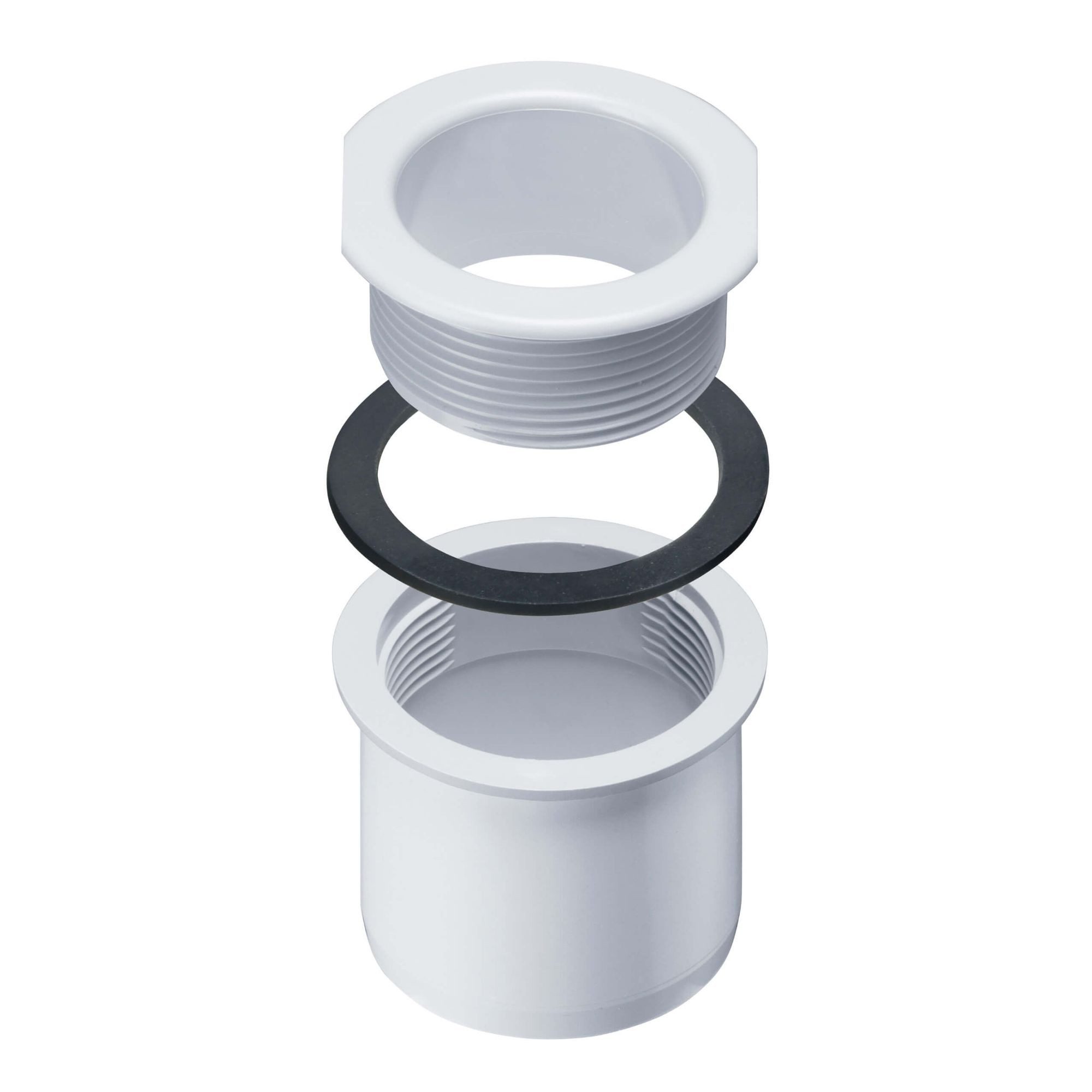 INEFA Dachrinne PVC Ablaufstutzen zum Schrauben für Kastenrinne, DN 50 / NW 68, Schraubstutzen aus PVC-U, einfache Montage, Made in Germany