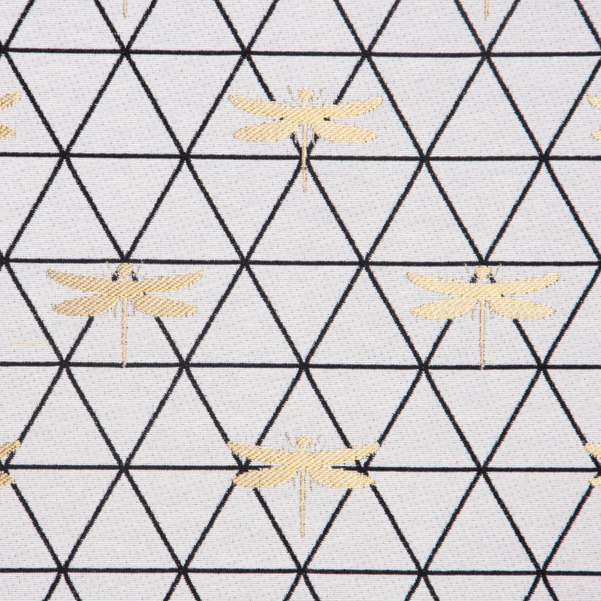 SCHÖNER LEBEN. Tischläufer SCHÖNER LEBEN. Tischläufer Dreiecke weiß schwarz Libelle gold, handmade