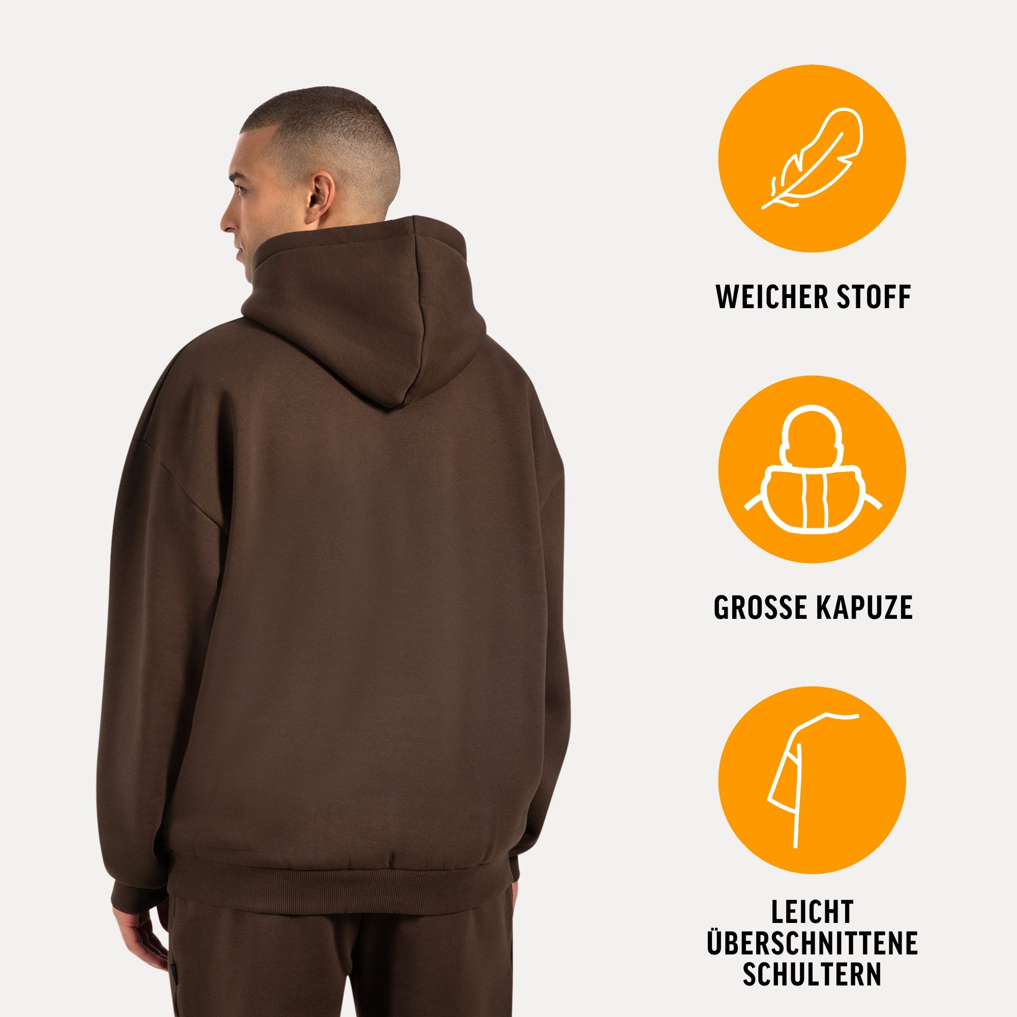 Smilodox Hoodie Dawson, Hochwertiger Kapuzenpullover im Oversize Fit, Sweatshirt Sweater Lässig Kängerutasche Metallabel hoher Baumwollanteil