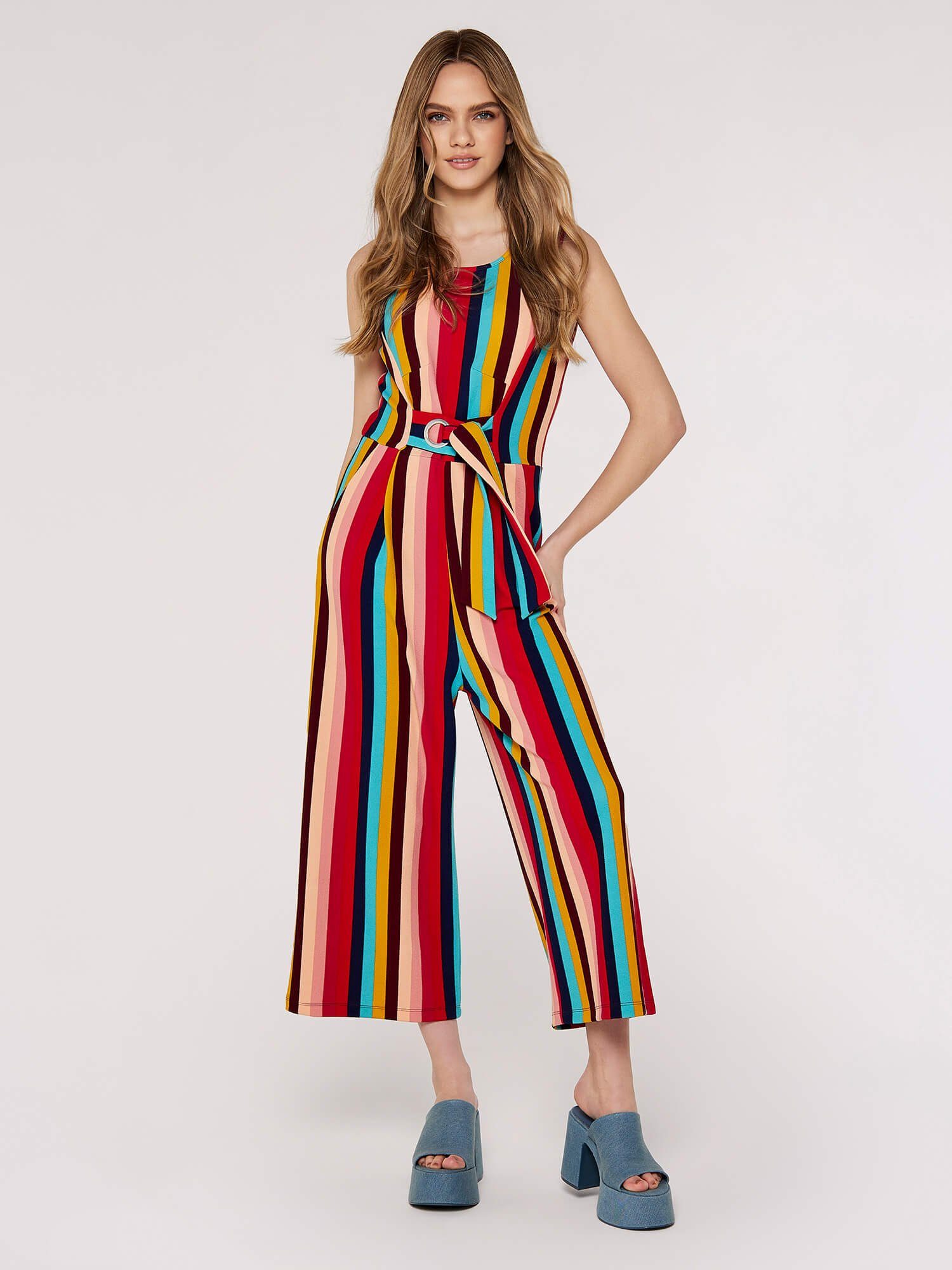 Apricot Jumpsuit Multi-Stripe Tie Waist Jumpsuit (1-tlg) mit Bindegürtel günstig online kaufen