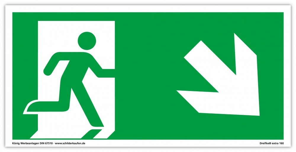 Thumbnail - König Werbeanlagen Hinweisschild NOTAUSGANG, extra langnachl., PVC selbstkl., gemäß ASR A1.3
