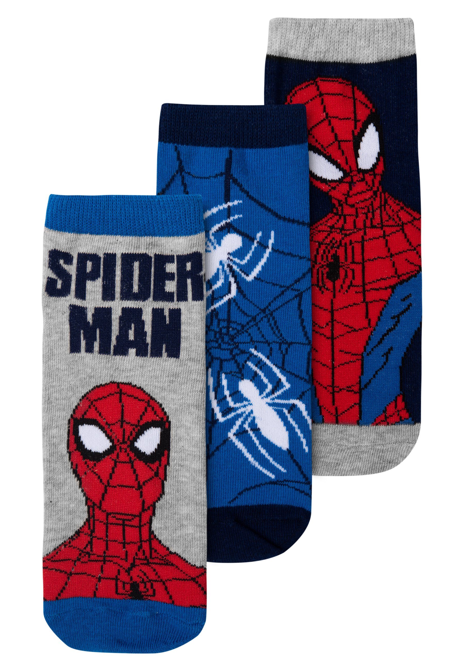 United Labels® Socken Marvel - Spiderman und Netz, versch. Motive und Farben, 3er-Pack
