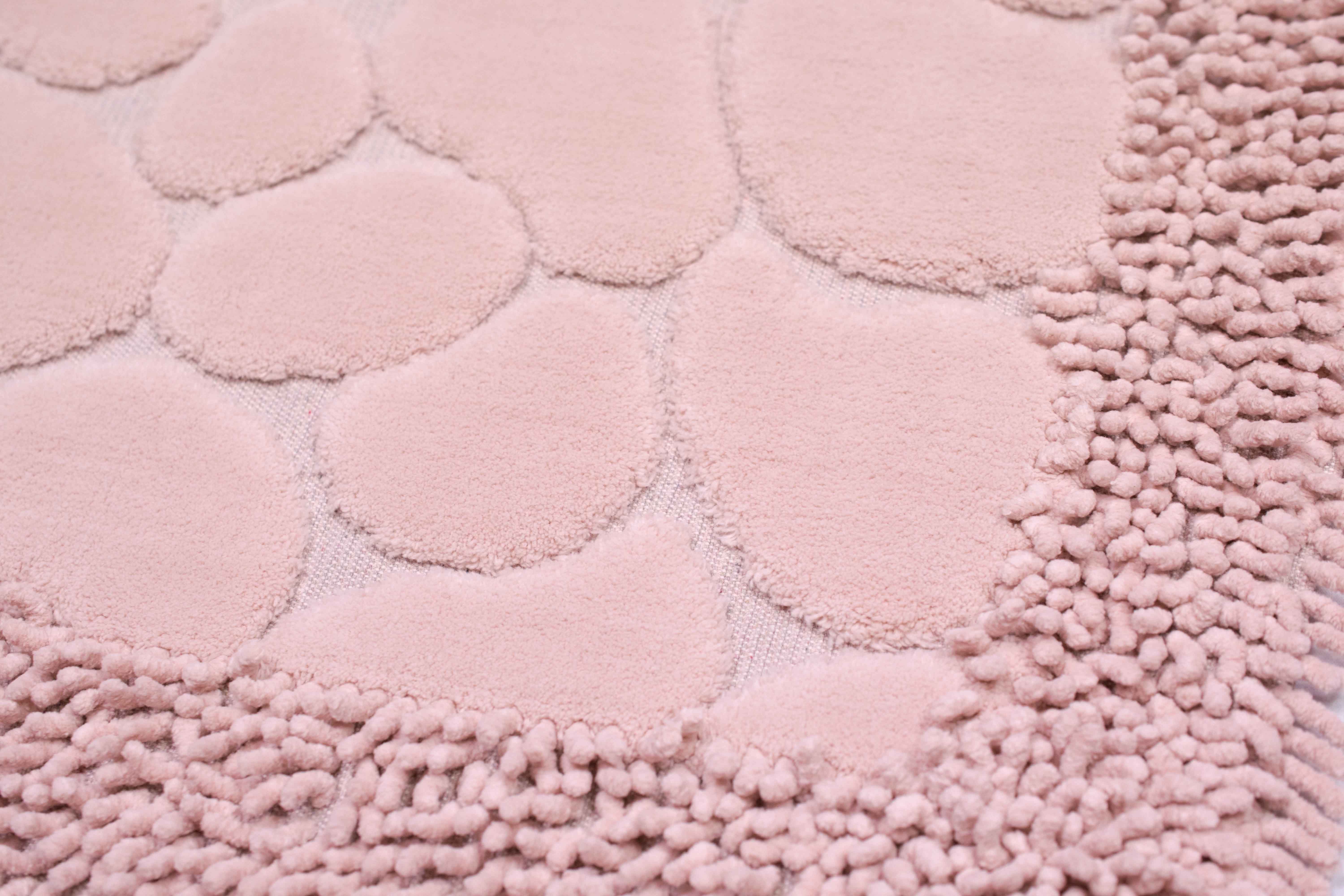 Carpetia Teppich Badematten Set 2-teilig Steinoptik rutschfest waschbar - rosa, rechteckig, Höhe: 7.5 mm