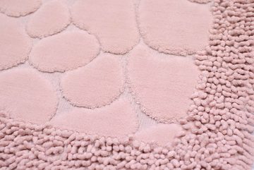Teppich Badematten Set 2-teilig Steinoptik rutschfest waschbar - rosa, Carpetia, rechteckig, Höhe: 7.5 mm