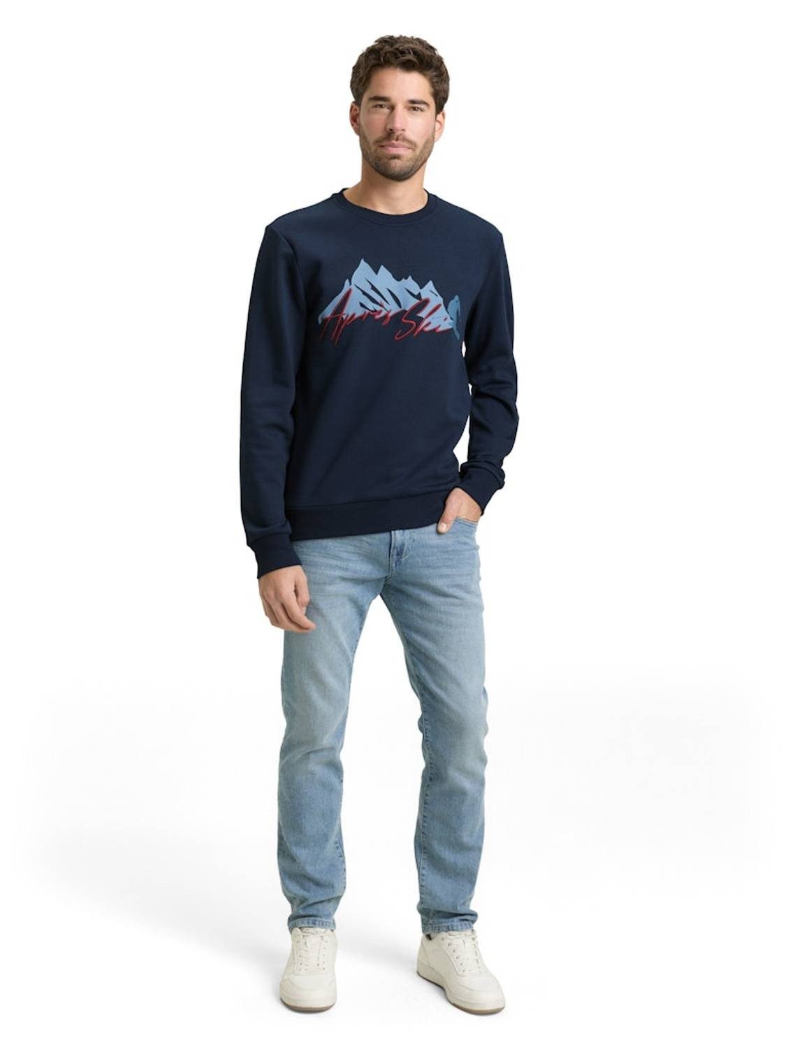 TOM TAILOR Rundhalspullover 1051780 Winterlicher Schriftzug für stylisches Detail
