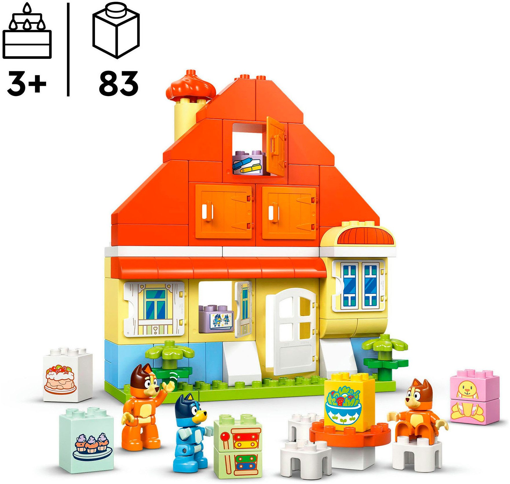 LEGO® Blueys Familienhaus mit Memory-Spiel (10459), LEGO DUPLO Bluey Konstruktionsspielsteine, (83 St), Made in Europe