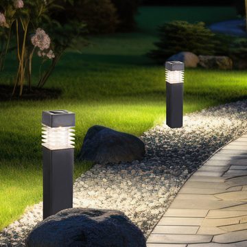 Globo LED Außen-Stehlampe, LED-Leuchtmittel fest verbaut, Warmweiß, Solarlampe Wegeleuchte Außenlampe LED Erdspieß Gartenlampe 4er Set