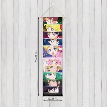 GalaxyCat Poster Großes Sailor Moon Crystal Rollbild / Kakemono aus Stoff, Poster, Ausschnitte des Sailor Teams, Sailor Moon Crystal Rollbild / Kakemono