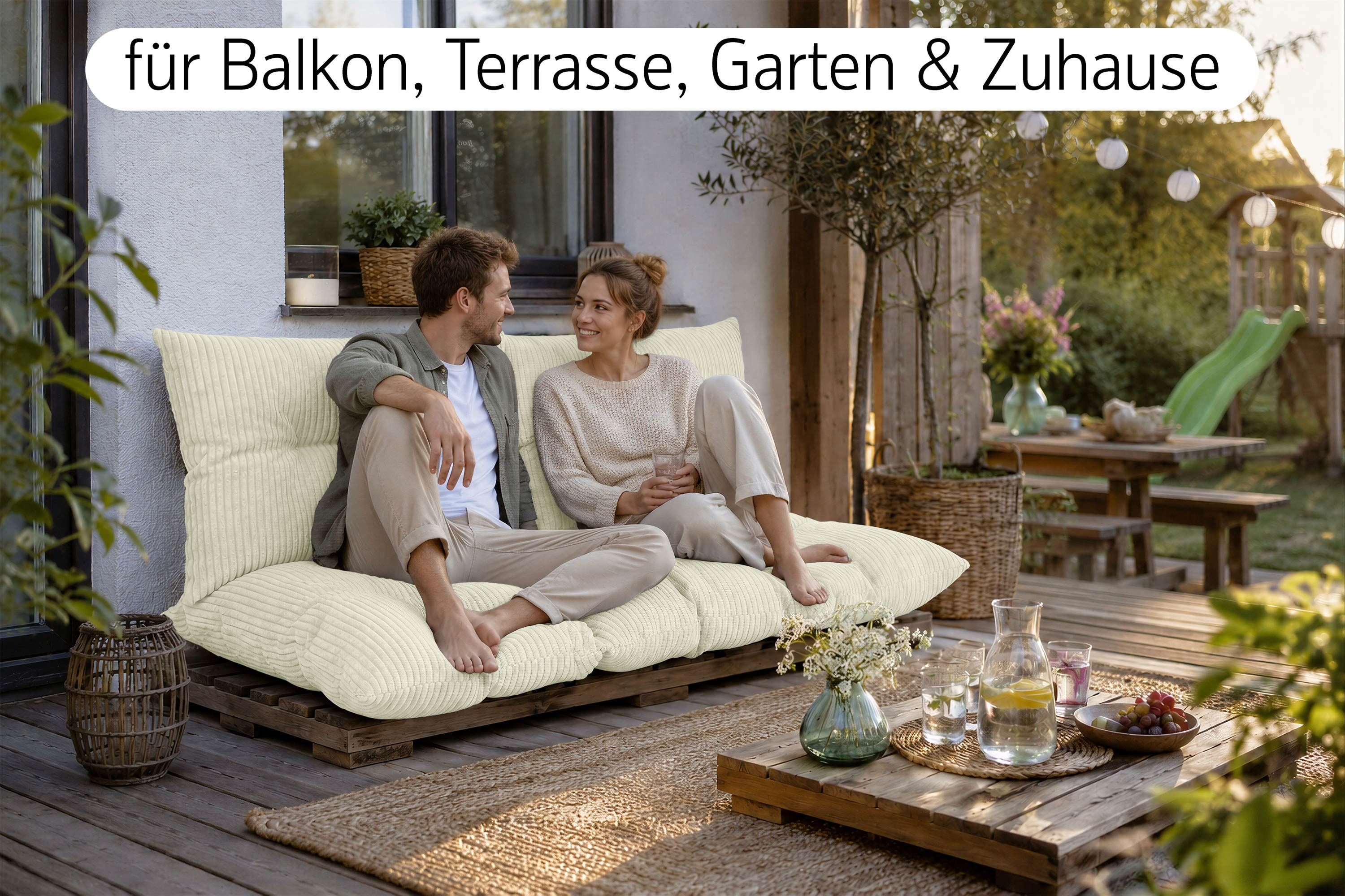 Amilian Palettenkissen Palettenauflagen Set 3-tlg., 120x80 cm + 2x 40x60 cm, für Palettenmöbel, Balkon, Terrasse und Wohnbereich