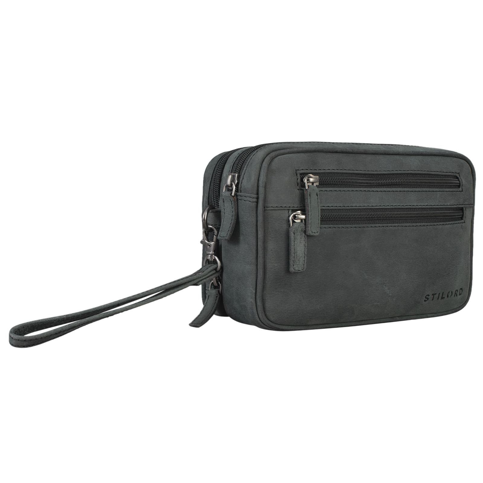 STILORD Messenger Bag "Nero" Handgelenktasche Herren Leder anthrazit