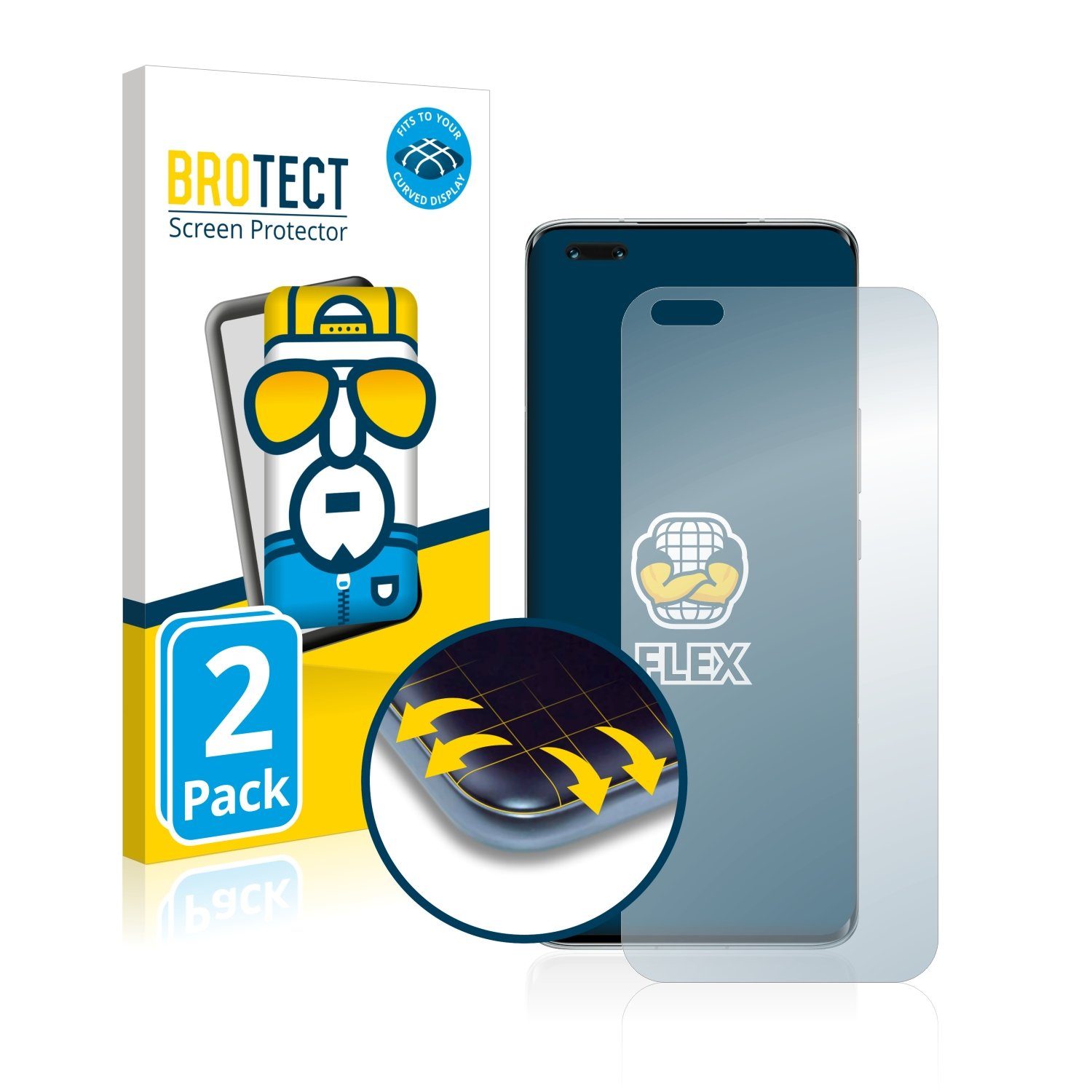 BROTECT Displayschutzfolie Fullscreen Schutzfolie für Honor Magic 4 Pro, 2 Stück, Displayschutz Folie Fullcover Klar Transparent