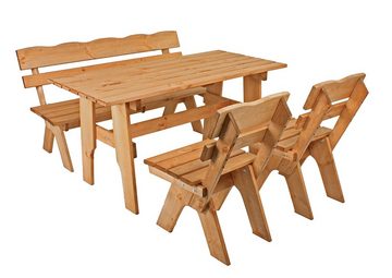 Gravidus Sitzgruppe 4-teilige Tischgruppe Sitzgruppe Holz Kiefer