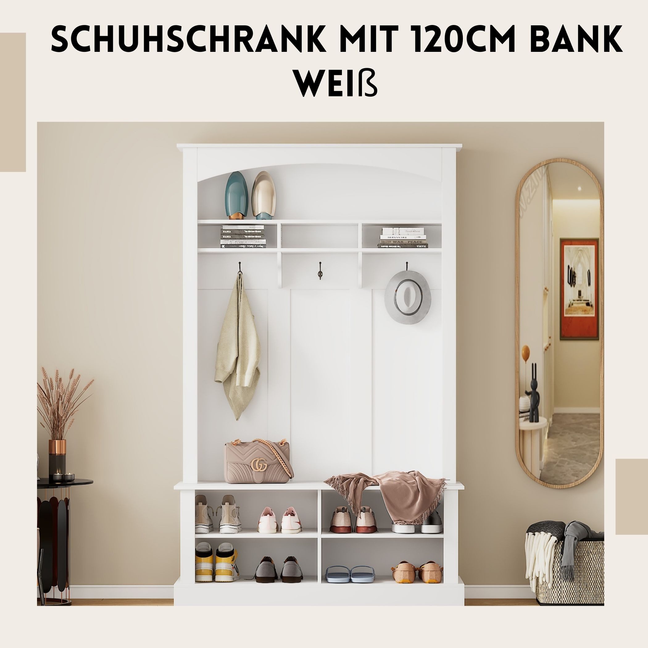 SeedWave Garderobenschrank mit Schuhschrank, 3 Garderobenhaken, Offener Sta günstig online kaufen