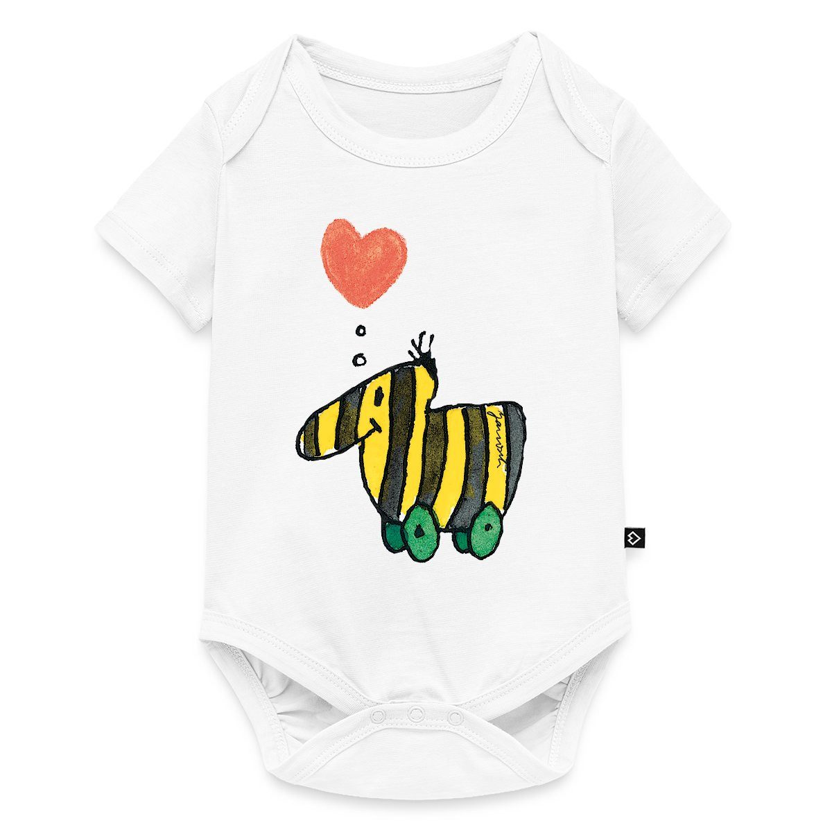 Spreadshirt Kurzarmbody Janosch Große Tigerente Mit Herz Liebe Kurzarm Baby Body (1-tlg)