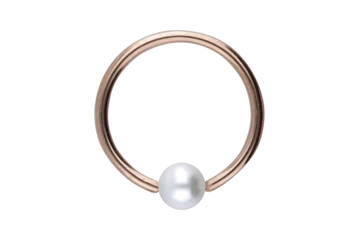 PIERCINGLINE Nasenpiercing Chirurgenstahl Klemmkugelring SYNTHETISCHE PERLE (Klemm-Ringe, 1-tlg)