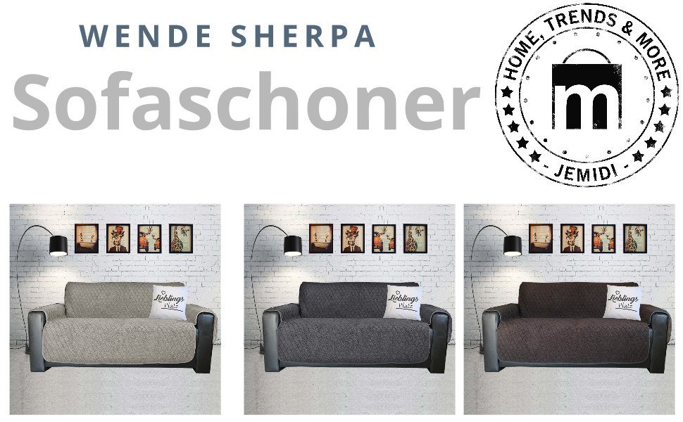 Sherpa Schwarz Schonbezug JEMIDI für Sofaschoner 2-Sitzer Sofaschutz: Sofas